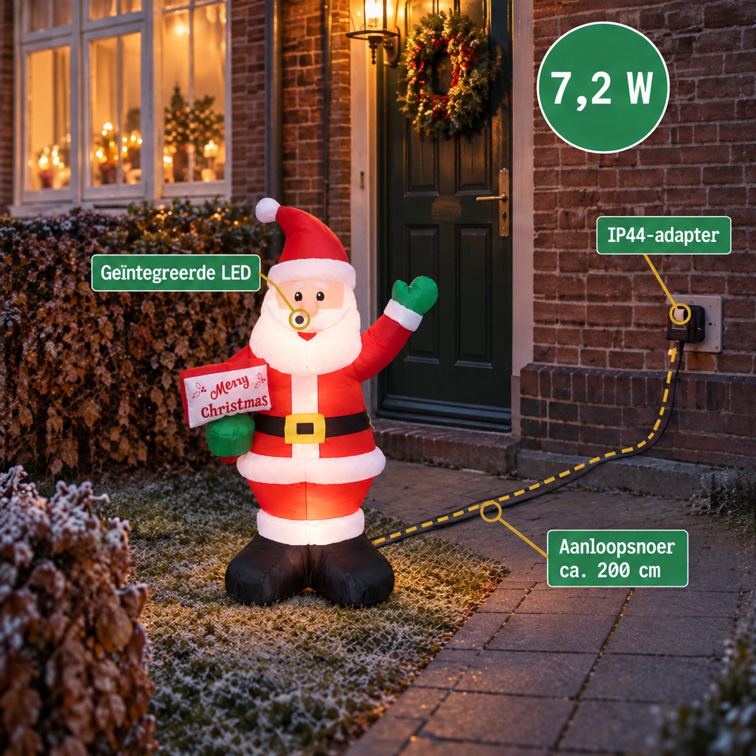 Levano Kerstversiering Buiten - Opblaasbare Kerstman - Kerstfiguren Buiten - Kerstdecoratie LED - Kerstman Verlichting - Opblaasbare Figuren - Tuindecoratie Kerst - Sfeerverlichting - Lichtfiguren Kerst – foto 5