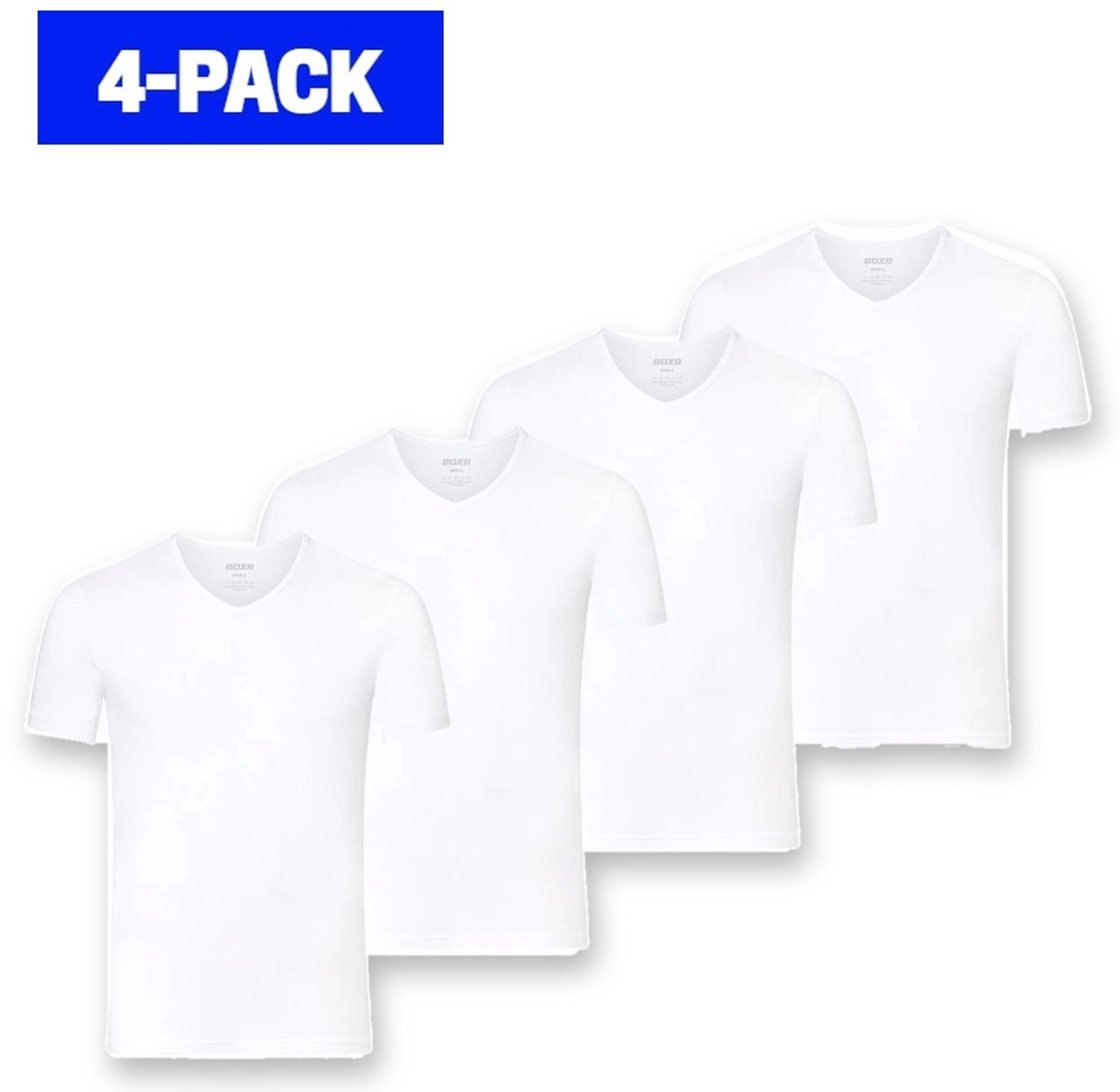 BOXR Underwear - Bamboe T-Shirt Heren - V-Hals - Wit - Zijdezacht - Thermo Control - Ondershirt Heren - 4-Pack