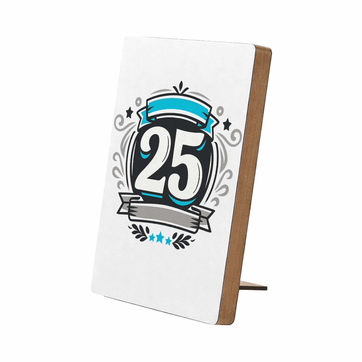 Mr Cadeautjes Glasframe/MDF 12,7 x 17,8 - design Retro embleem met een groot jaartal en sportieve omlijsting | cadeau Wit