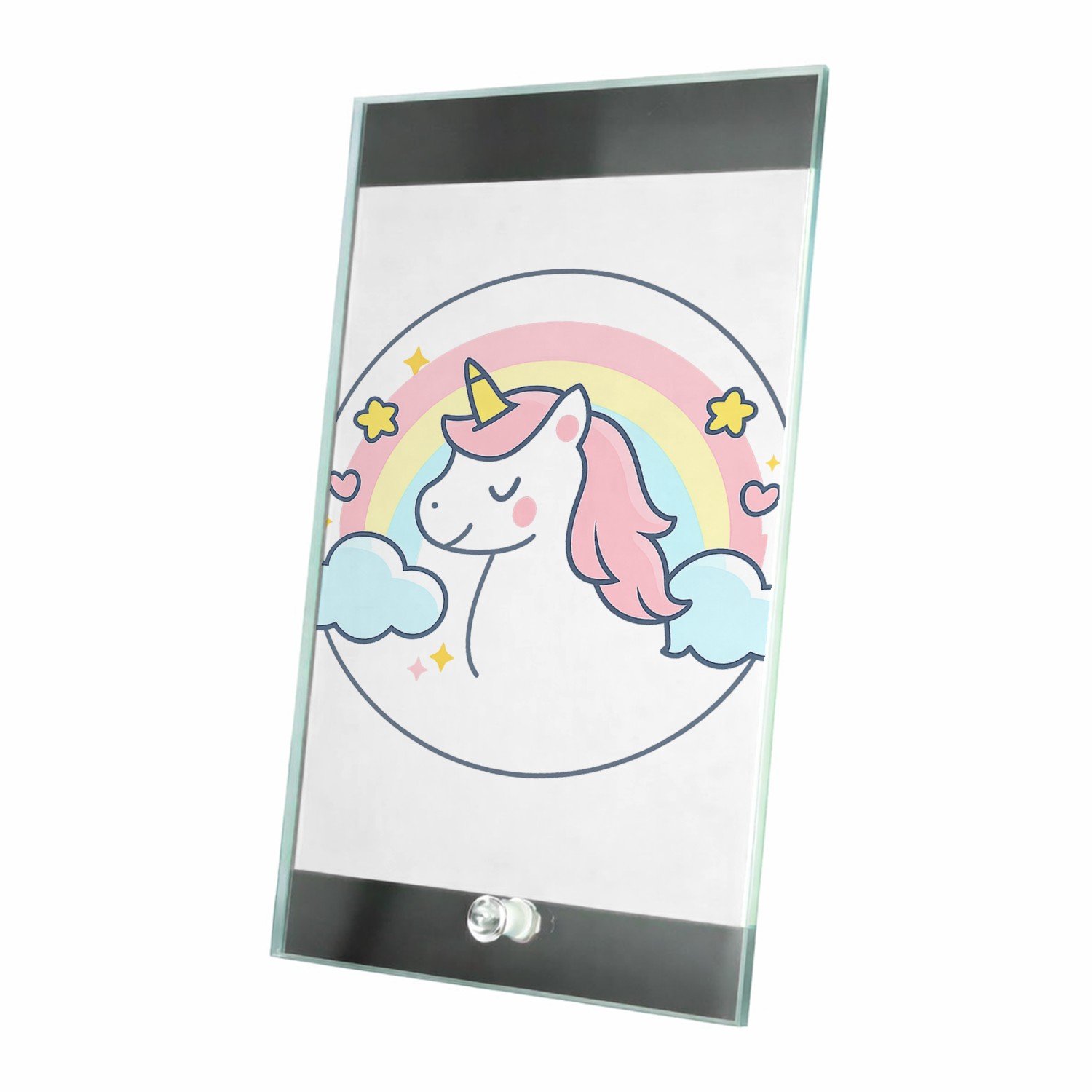 Mr Cadeautjes Glasframe 15 x 23 - design Pastel jungleklok met een vriendelijke giraffe als middelpun | cadeau Wit