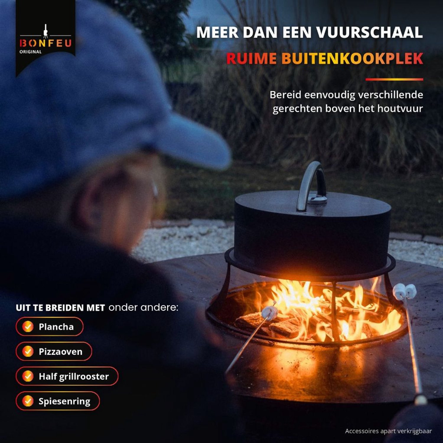 BonFeu BonBowl Vuurschaal 60 cm - Cortenstaal 3 mm - Op Ronde Voet