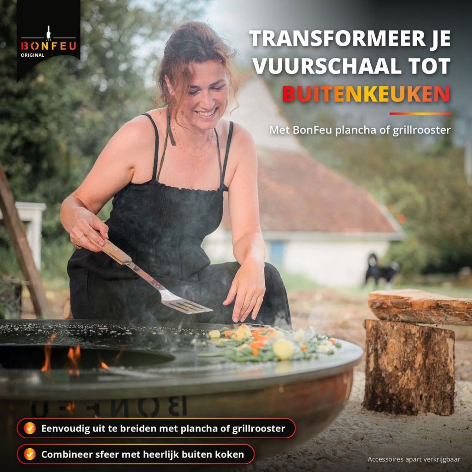 BonFeu BonBowl Vuurschaal 100 cm - Cortenstaal 3 mm - Op Ronde Voet