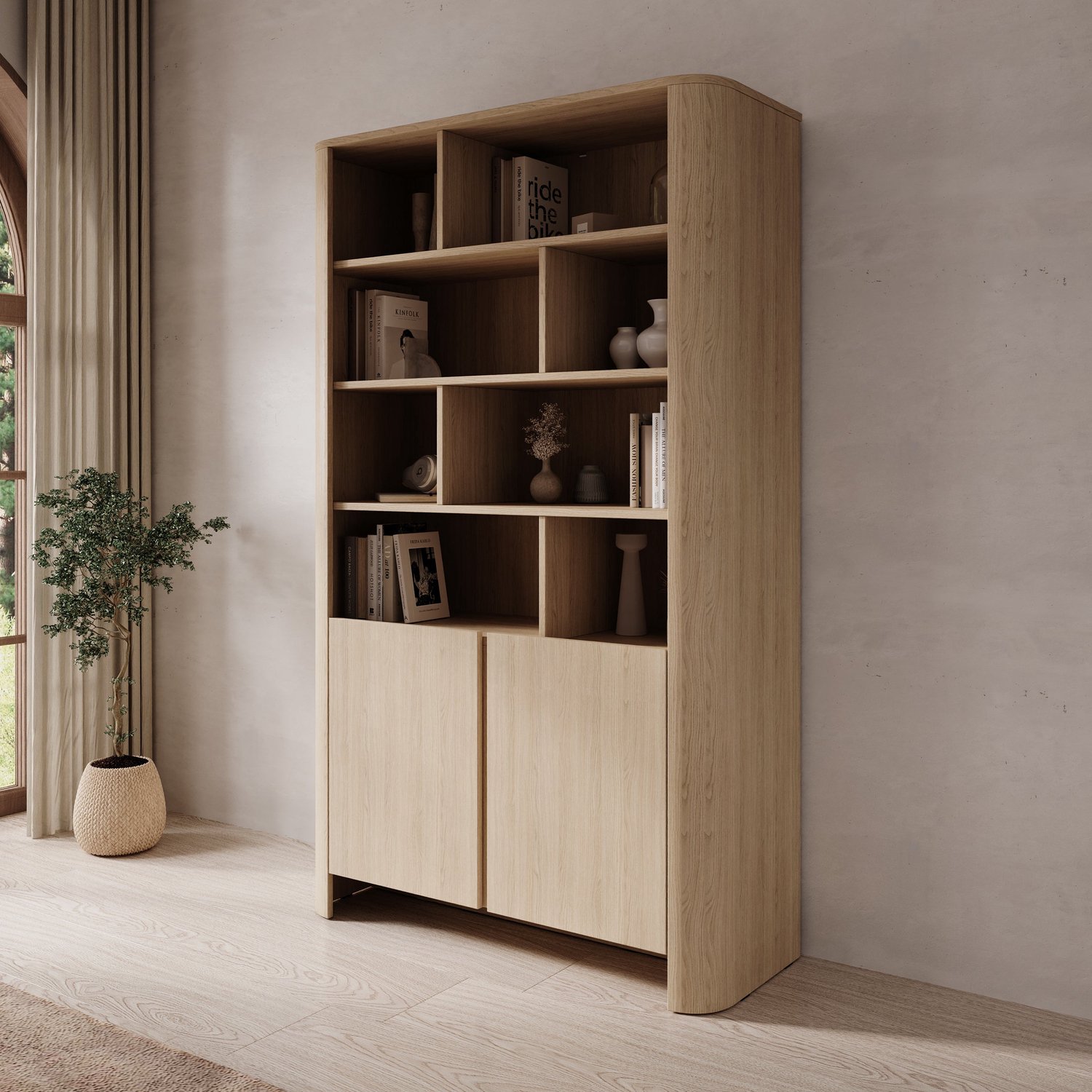 MEUBELLA Barbados - Boekenkast - Eiken - 103x39x170 cm Bruin