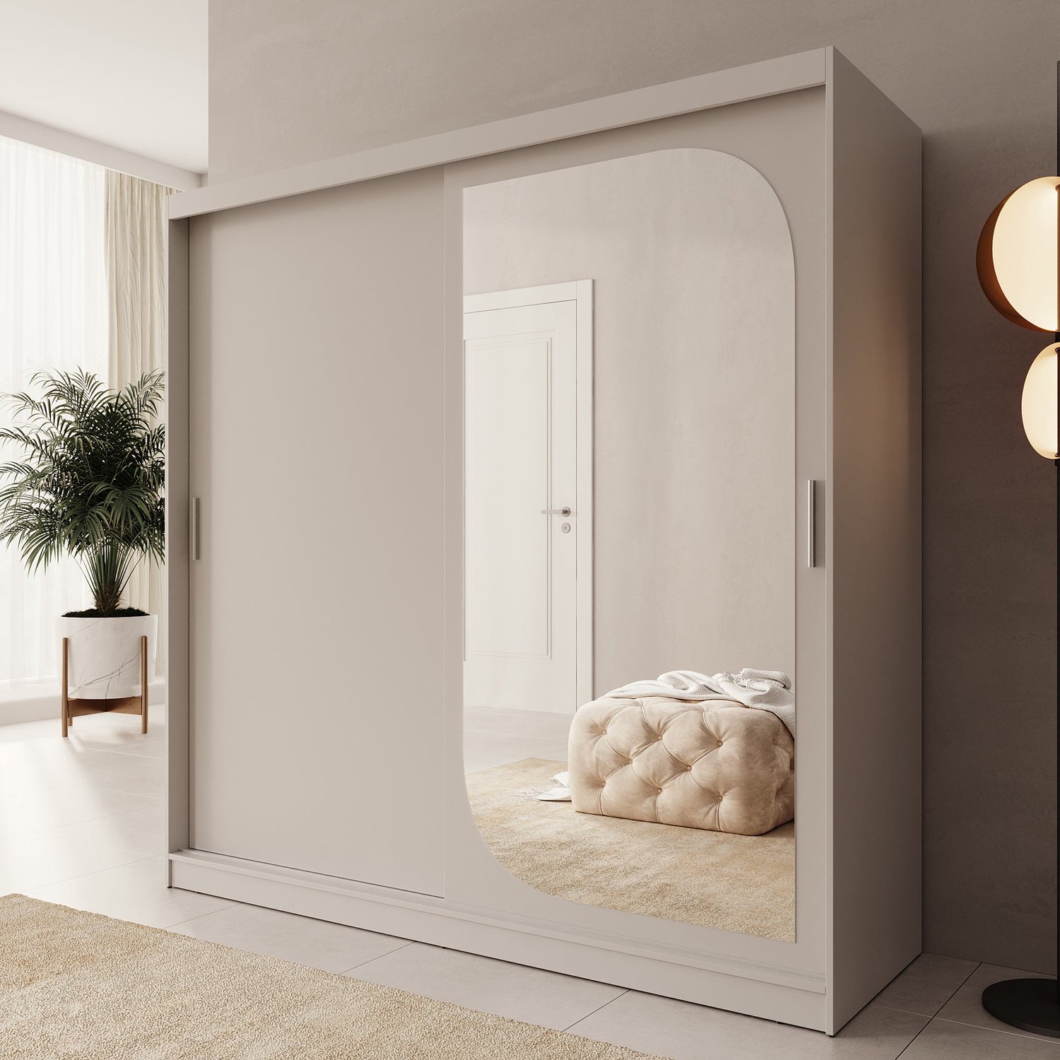 MEUBELLA Lava - Kledingkast 2 schuifdeuren - Beige - 200x62x200 cm
