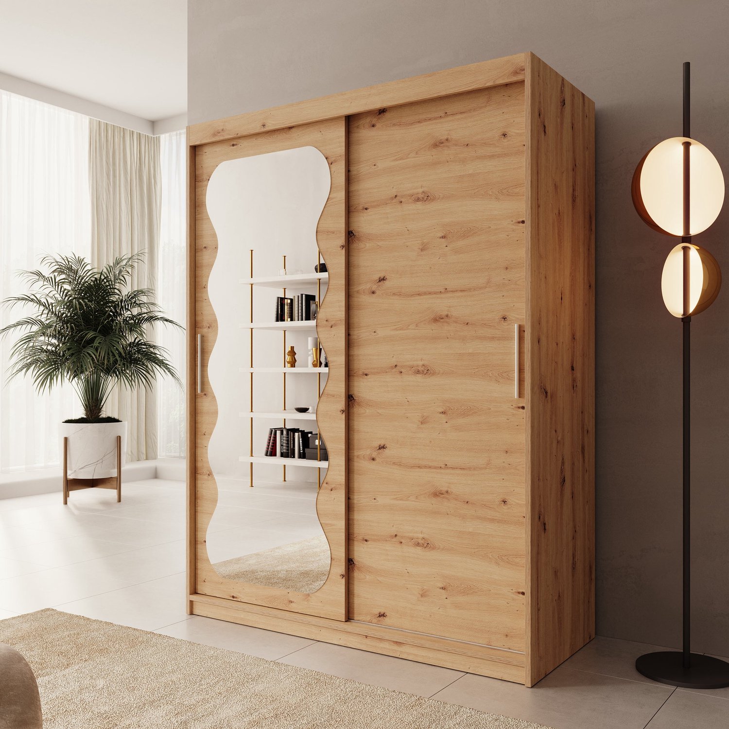 MEUBELLA Sentoji - Kledingkast - Eikenpatroon - 150x62x200 cm Bruin