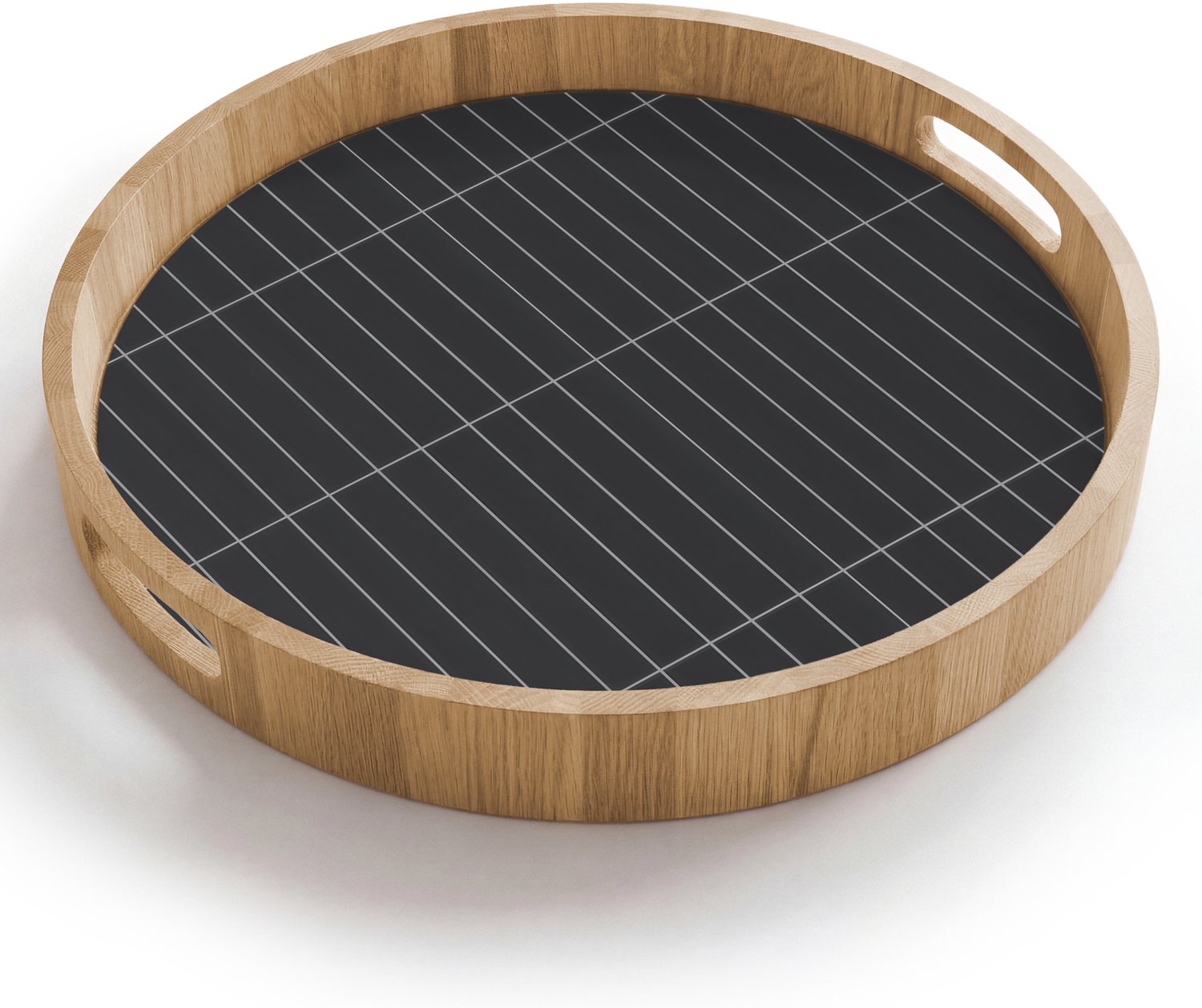 Dienblad rond 40x40 cm - Schootdienblad hout - Verticaal - Wandtegel - Donkergrijs - Borrelplank rechthoek - Plateau houten dienbladen