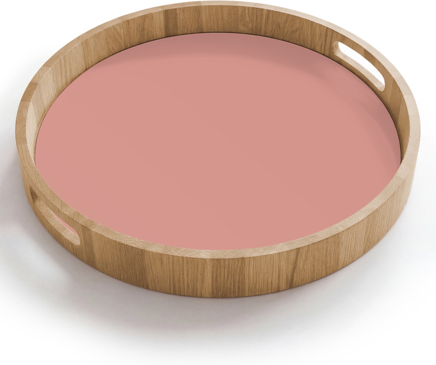 Dienblad rond 40x40 cm - Schootdienblad hout - Muted - Salmon - Koraal - Borrelplank rechthoek - Plateau houten dienbladen