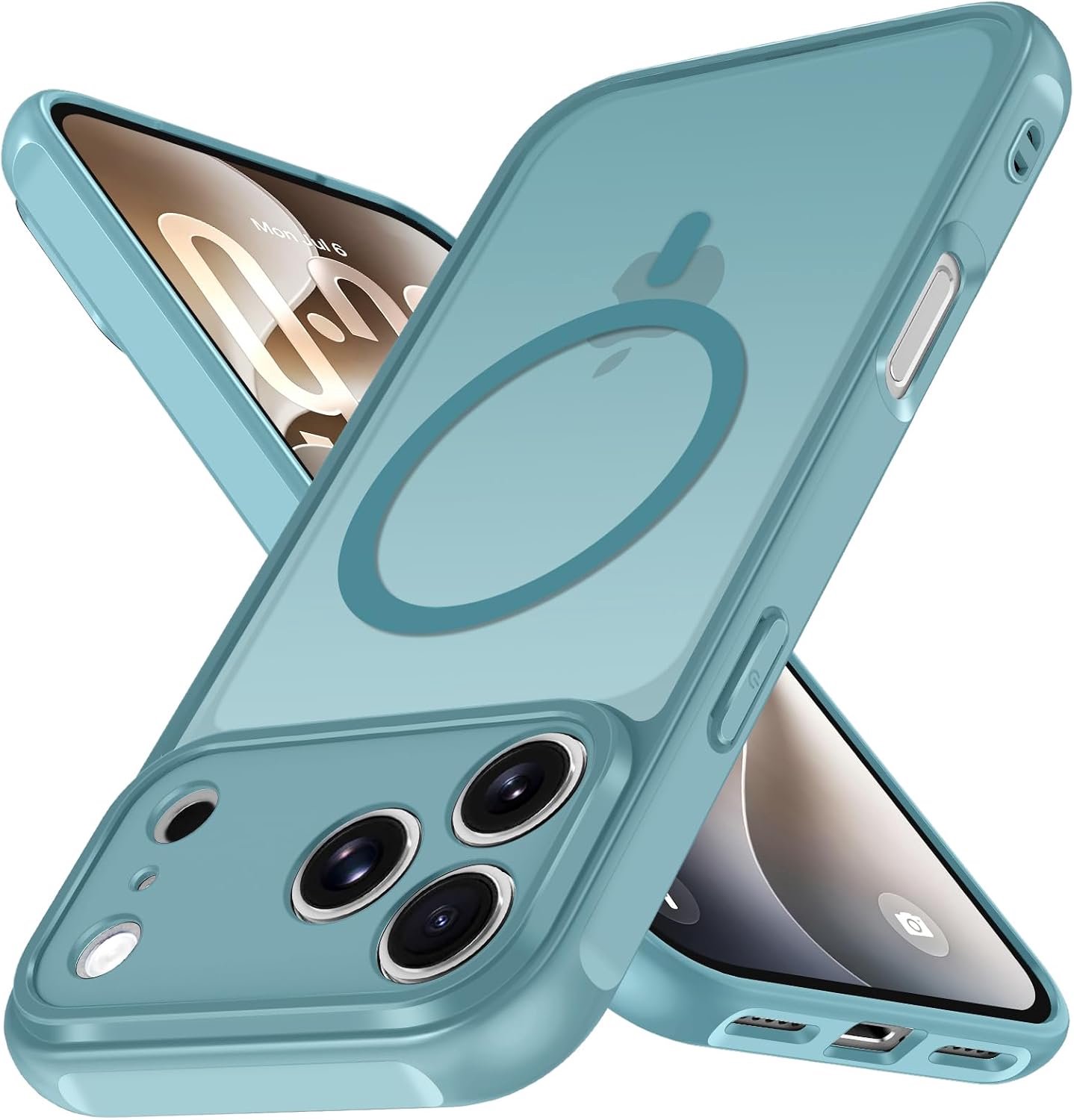 Zandarix Hoesje Geschikt voor Apple iPhone 18 Pro Max - Back Cover Hoesje - Matte Siliconen - Geschikt voor Mag - Militaire Valbescherming - Blauwgroen
