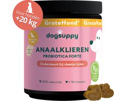 GroteHond⁺ Anaalklieren - Bij Verstopte Anaalklieren, "Sleetje rijden" en Gevoelige anus - 90 snoepjes - 100% Natuurlijk - Ondersteunt Darmgezondheid & Spijsvertering - 4.5 miljard CFU Probiotica per snoepje - Voor Grote Honden +20kg