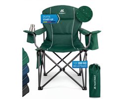 NORDMUT Campingstoel XXL Aavas gewatteerd - Set van 2 - Tot 200 kg - Met koeltas en bekerhouder - Groen