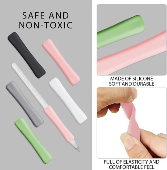 Tweede generatie 5-delige pennenetui, touchscreenpenaccessoire, beschermhoes voor styluspen, ergonomische siliconen grip. — afbeelding 3