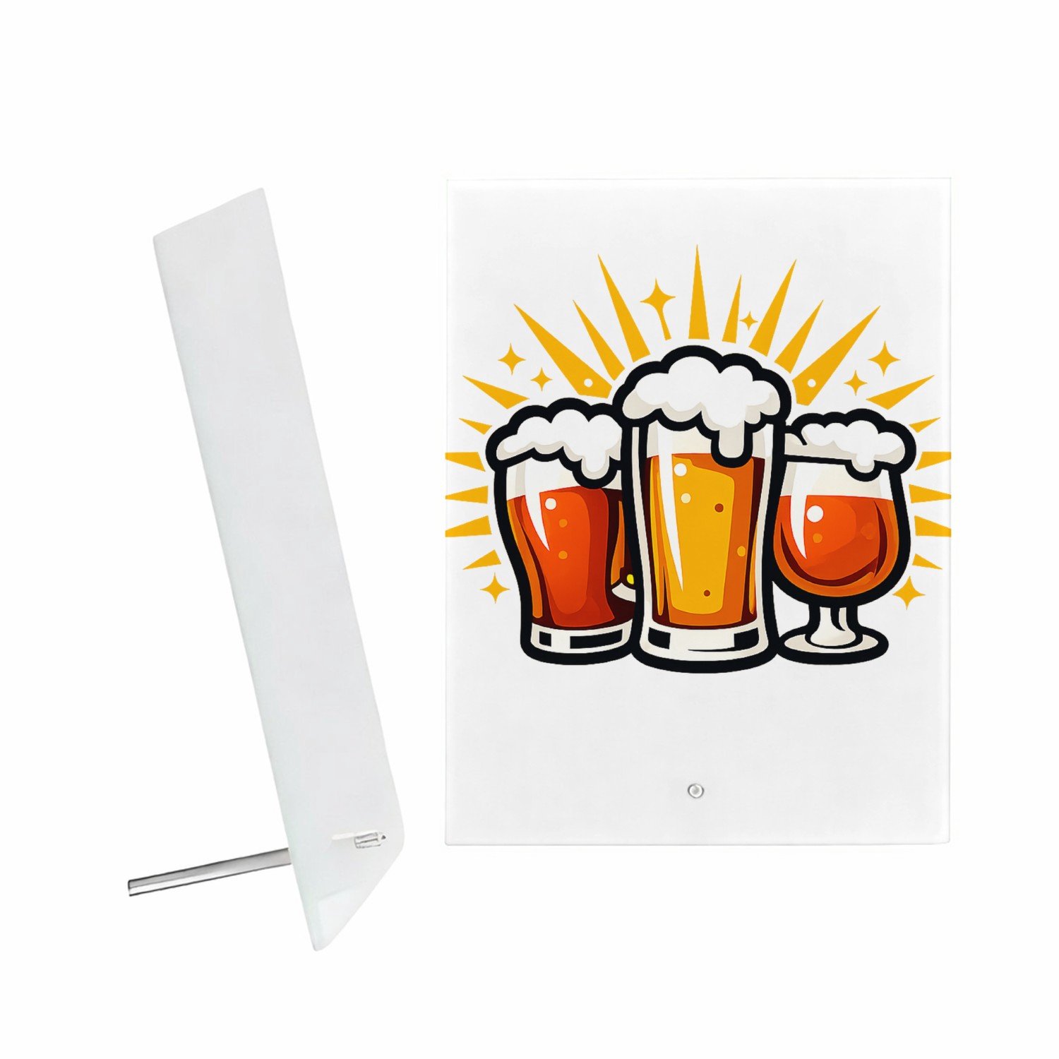 Mr Cadeautjes Glazen fotopaneel Vier glazen in een compacte, feestelijke cluster met een str - 15 x 20 cm, staand - glas, decoratie, wanddecoratie | cadeau Wit