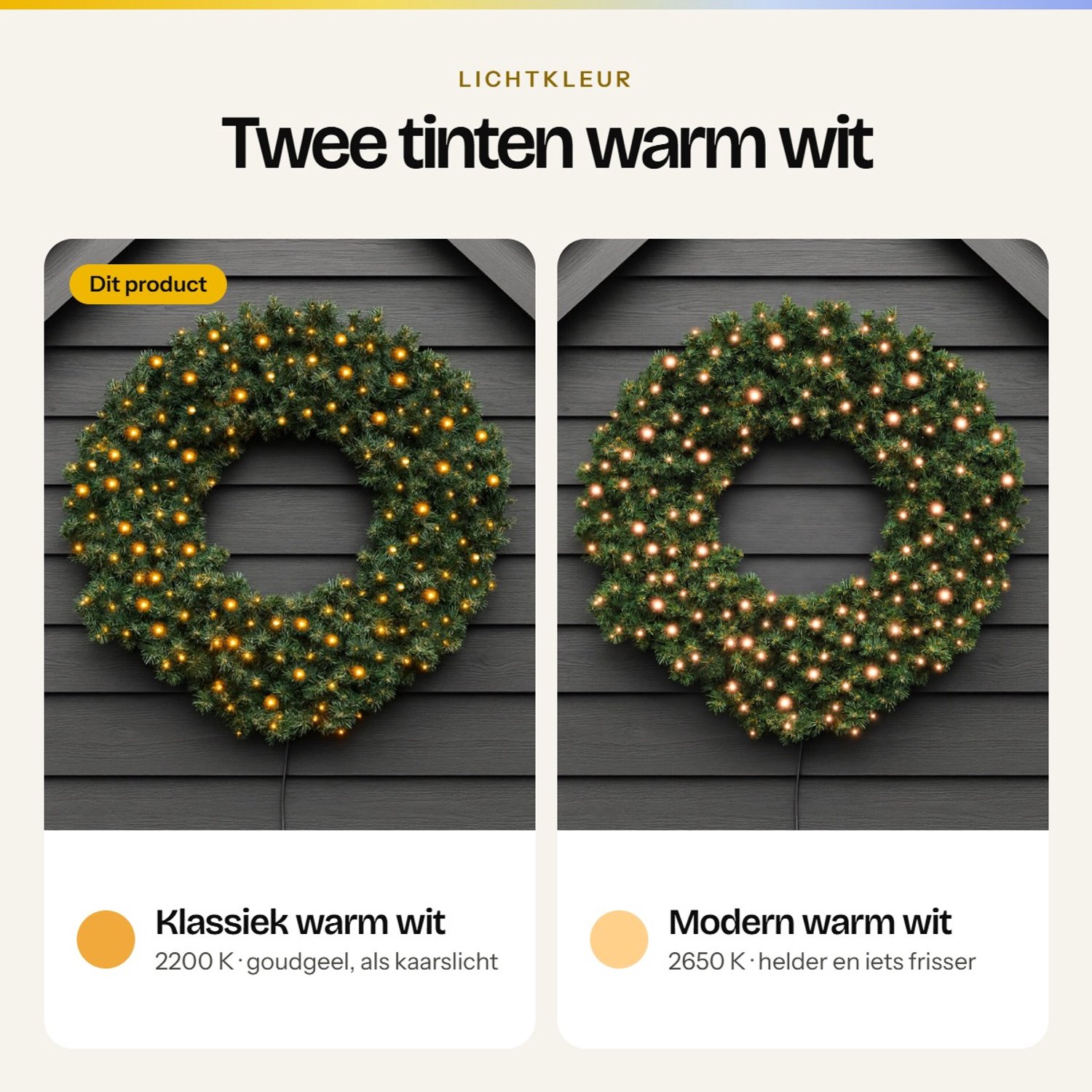Blynx Kerstkrans met Verlichting Buiten - Ø 100 cm - 200 Klassiek Warm Witte LED Lampjes met Twinkle Effect - IP67 waterdicht - Koppelbaar - Incl. Startkabel – foto 3