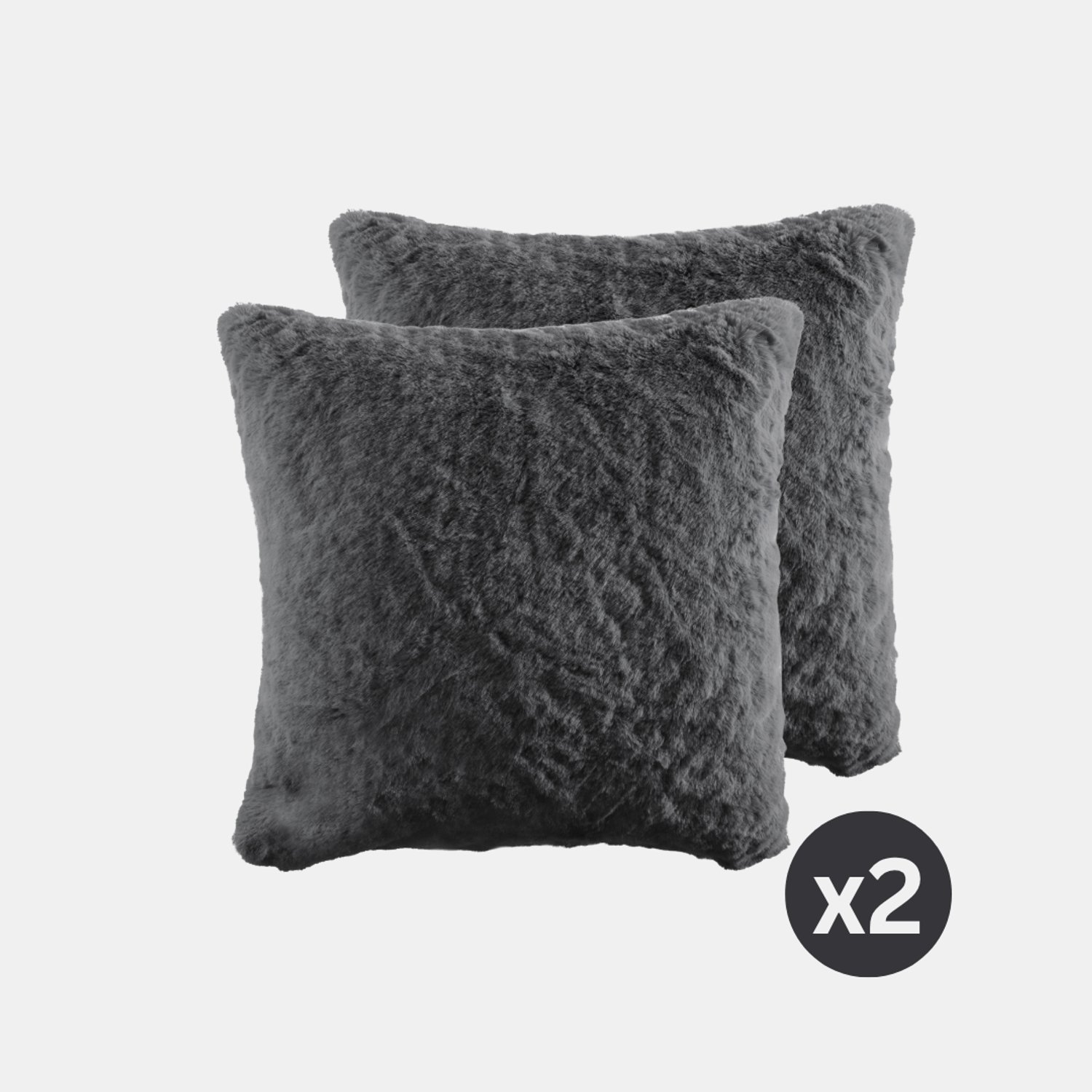 Tiseco Kussen (gevuld) RUBY - zacht imitatie konijnenbont - 45x45 cm, Grijs GREY