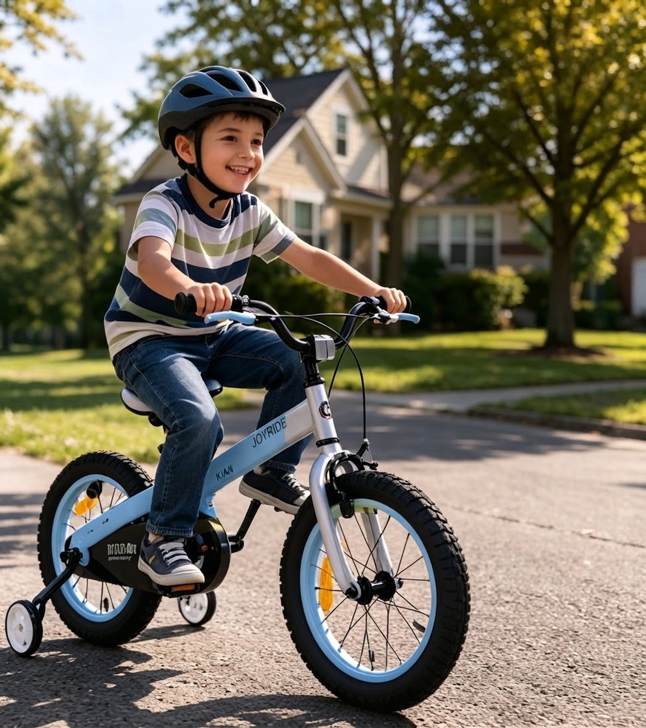 Kinderfiets Kinderfiets met Zijwieltjes – 3-6 jaar – Zijwieltjes – 98x19x56 cm – ABS Staal Baby Blue