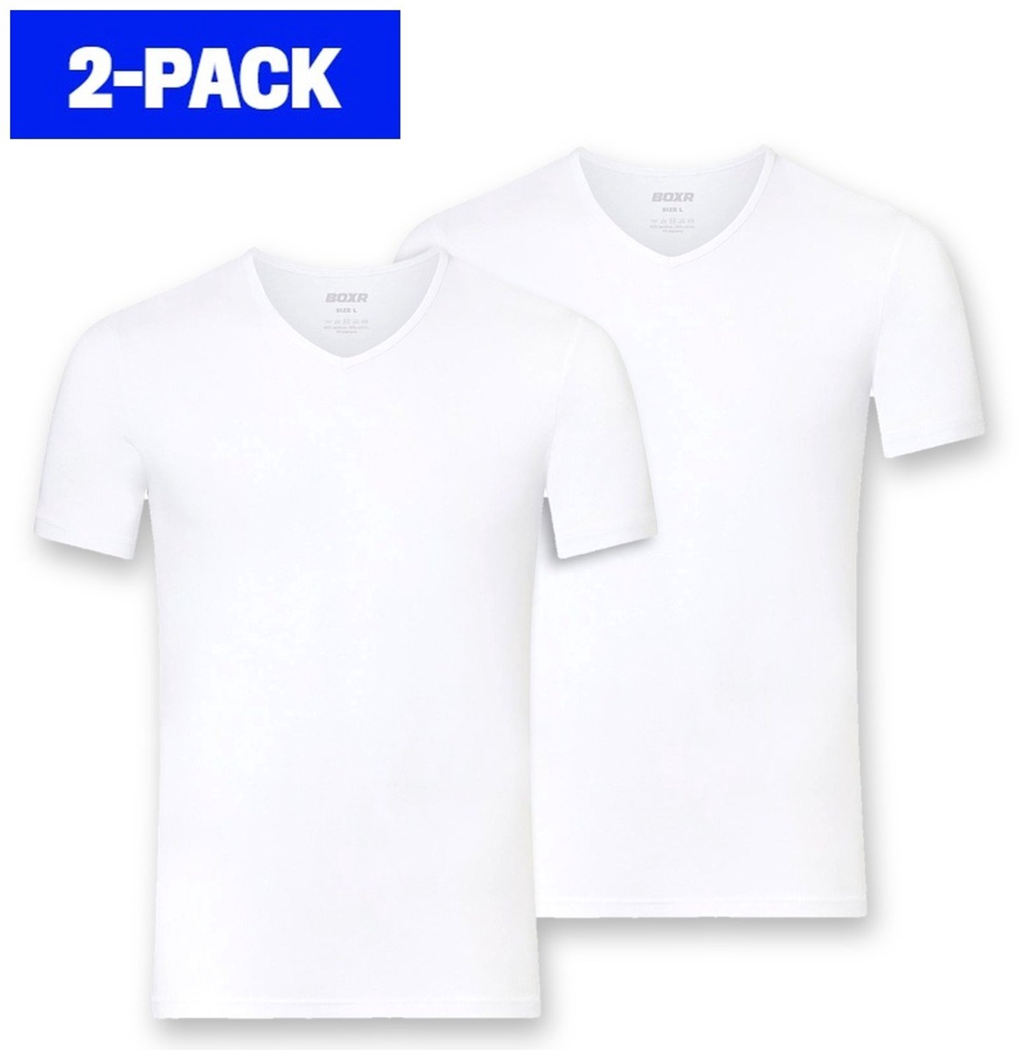 BOXR Underwear - Bamboe T-Shirt Heren - V-Hals - Wit - Zijdezacht - Thermo Control - Ondershirt Heren - 2-Pack