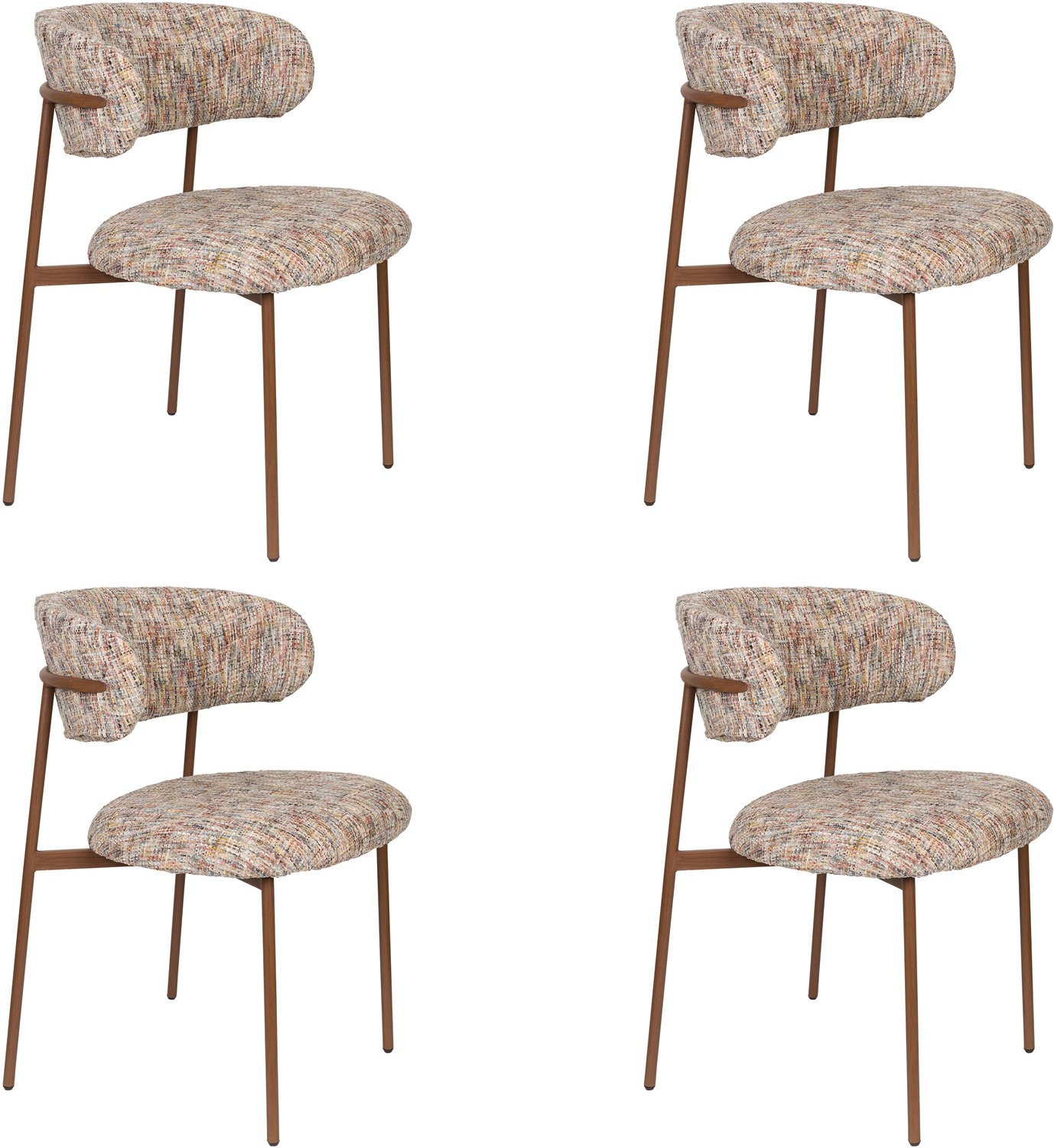Housecraft Living Claes Eetkamerstoelen Gemêleerd Multi - Set van 4 Beige