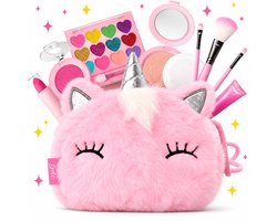 BOTC Echte make-up set - voor meisjes met een pluizig Tasje - Echte, niet-giftige, afwasbare Make-up speelgoedset - Eenhoorn