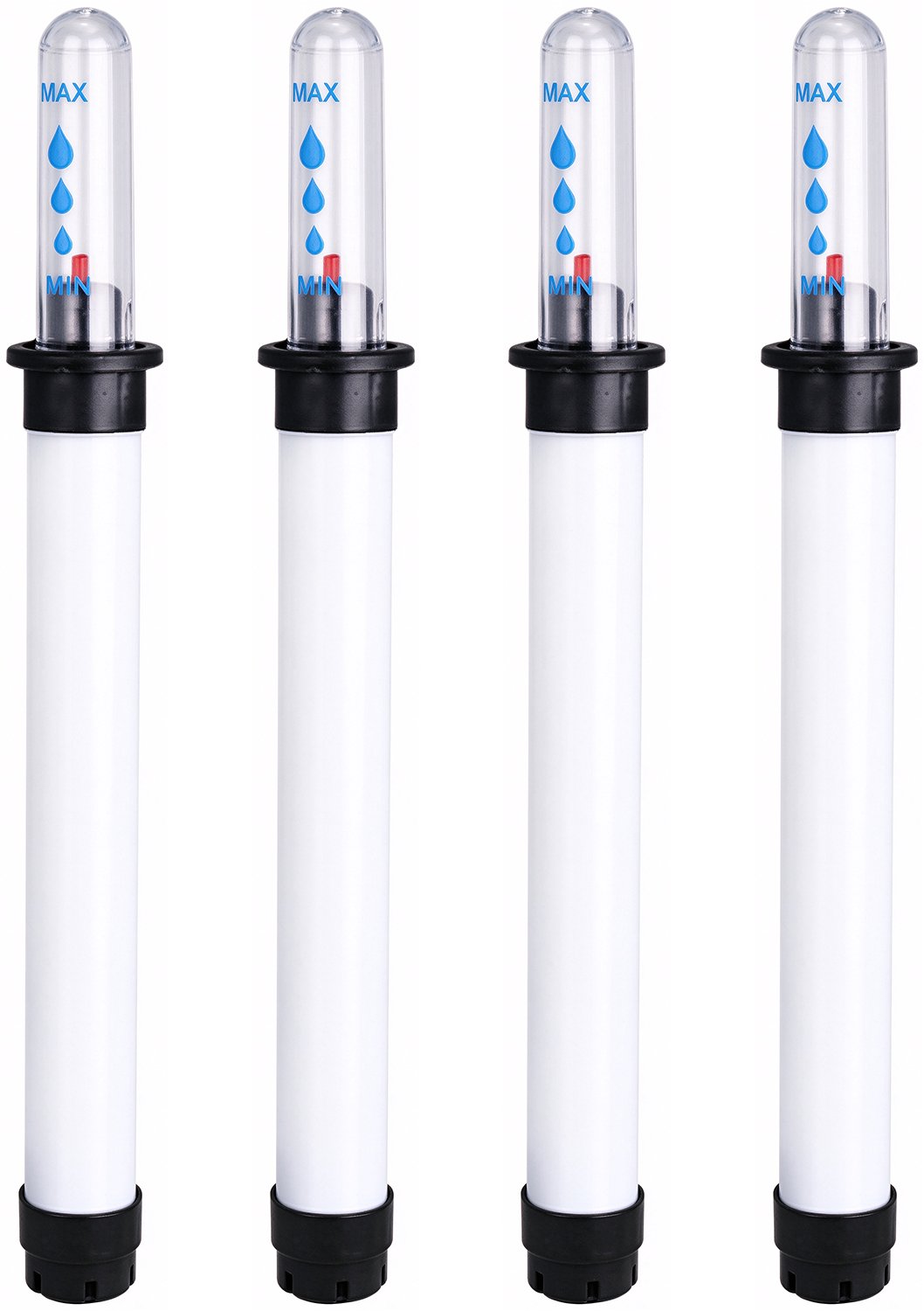 Planten watermeter set van 4 voor kamerplanten, 150 ml inhoud per meter - Geeft aan wanneer planten water nodig hebben - Handig hulpmiddel voor plantenverzorging binnenshuis