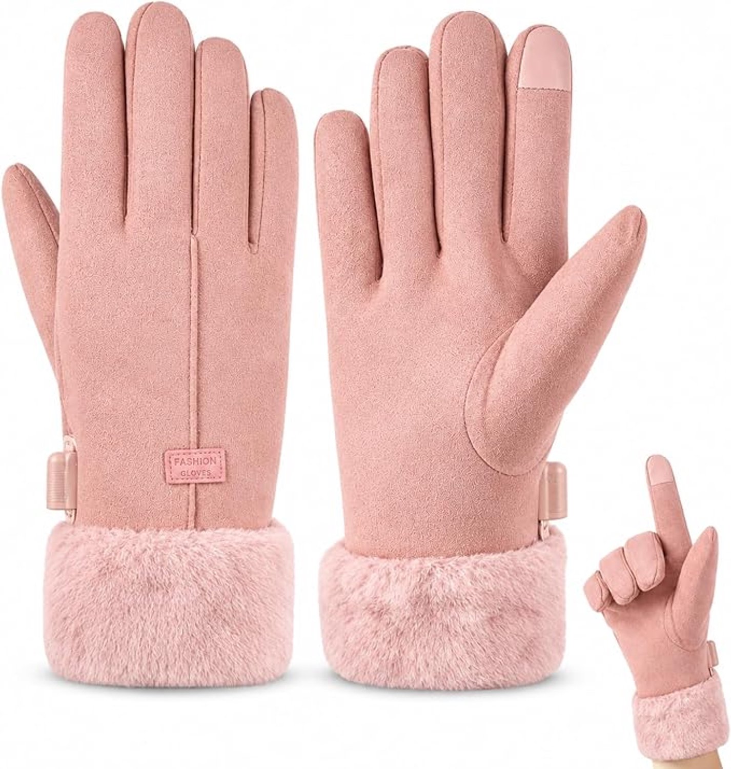 Handschoenen dames- Verwarmde handschoenen- Touchscreen-Compatibel wind en waterdicht thermisch gevoerd – Ideaal voor fietsen motorrijden en buitenactiviteiten- Handschoenen winter Roze