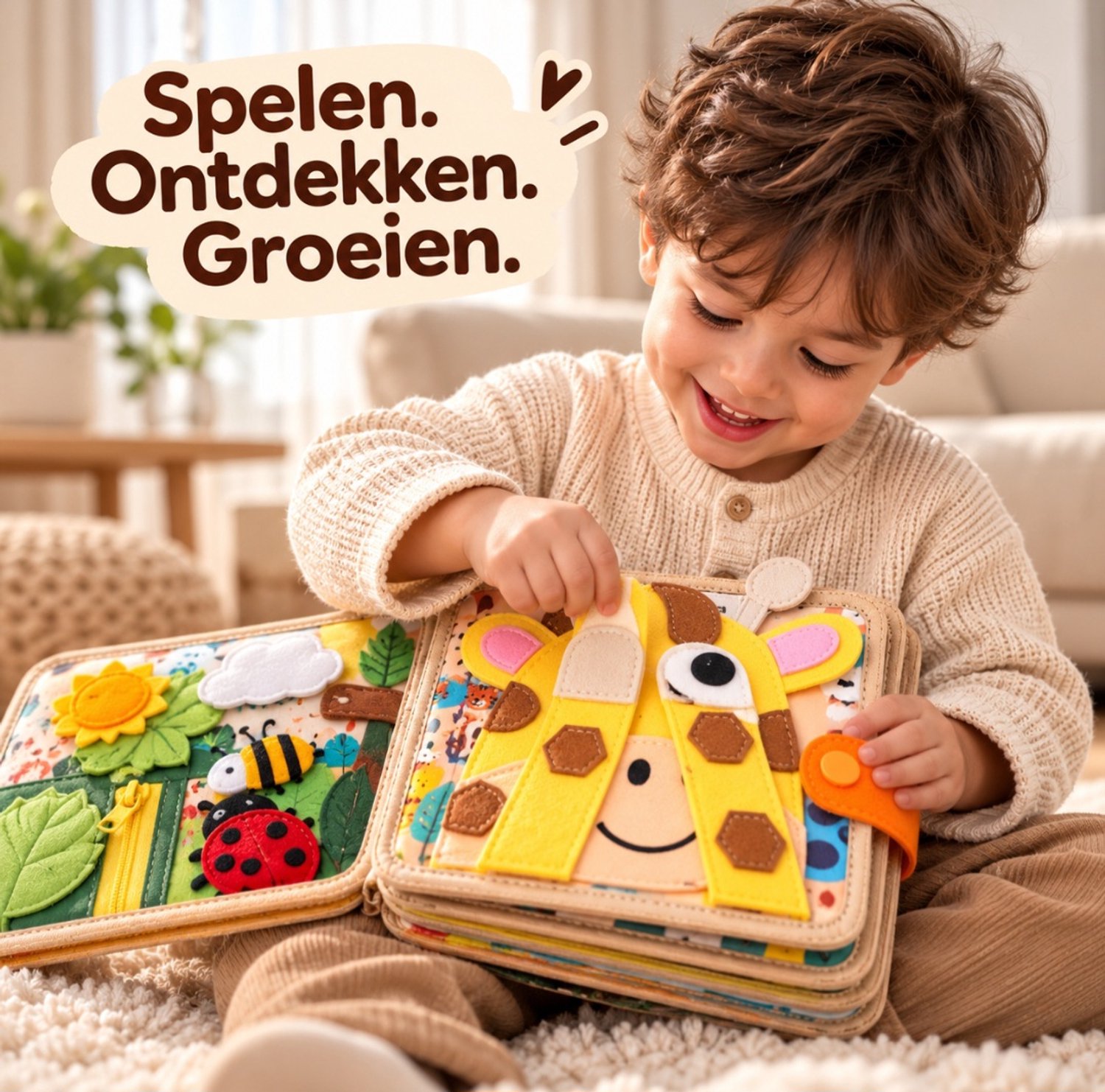 Montessori Activiteitenboek voor Peuters – Educatief Busy Board – Speelgoed - 1-4 Jaar – Motoriek & Ontwikkeling - Giraffe thumbnail 3