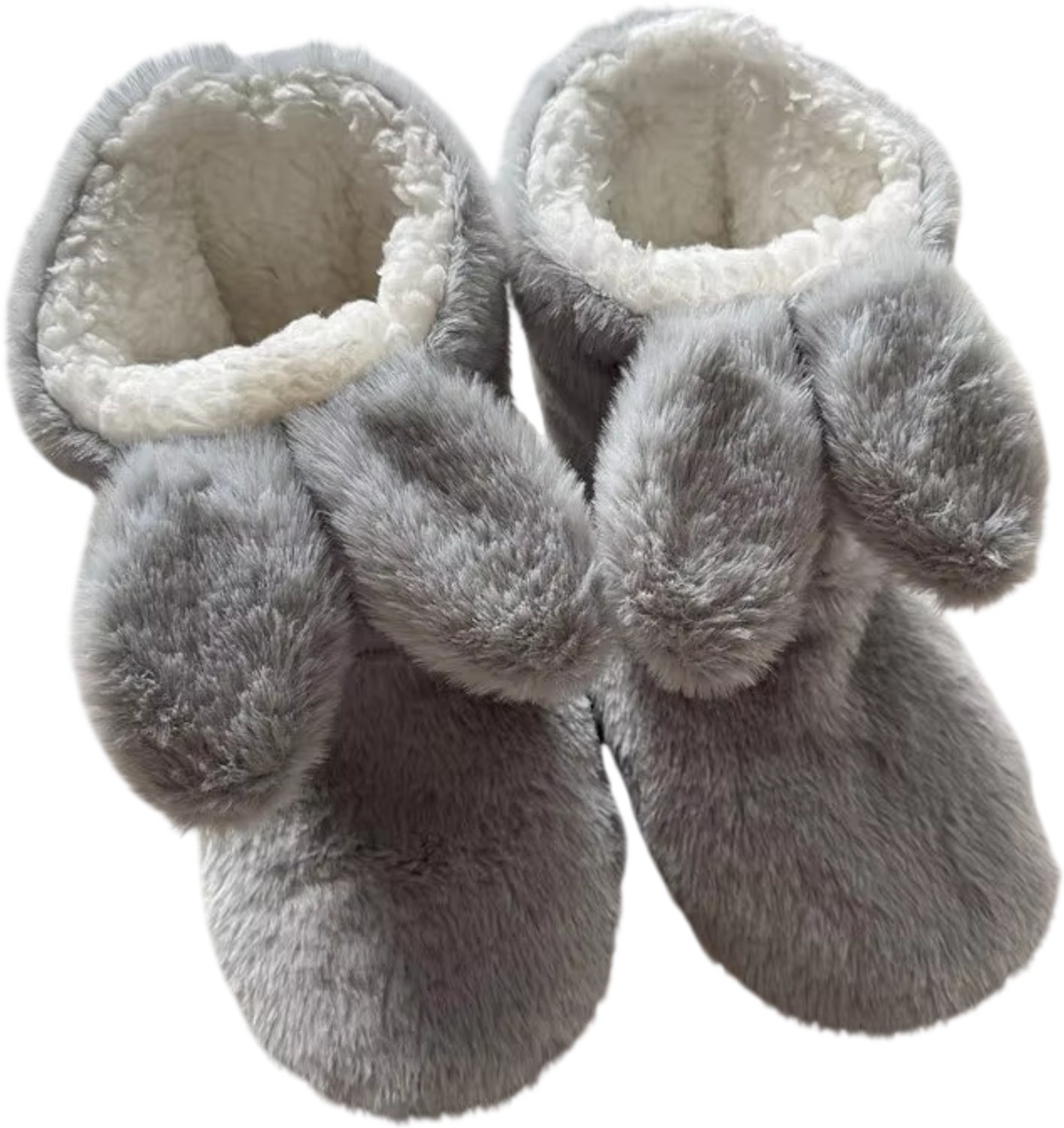 Dames Huissokken met Konijnenoren – Zachte Warme Sokken Antislip Slofsokken voor Binnen Comfortabele Wintersokken voor Dames Grijs