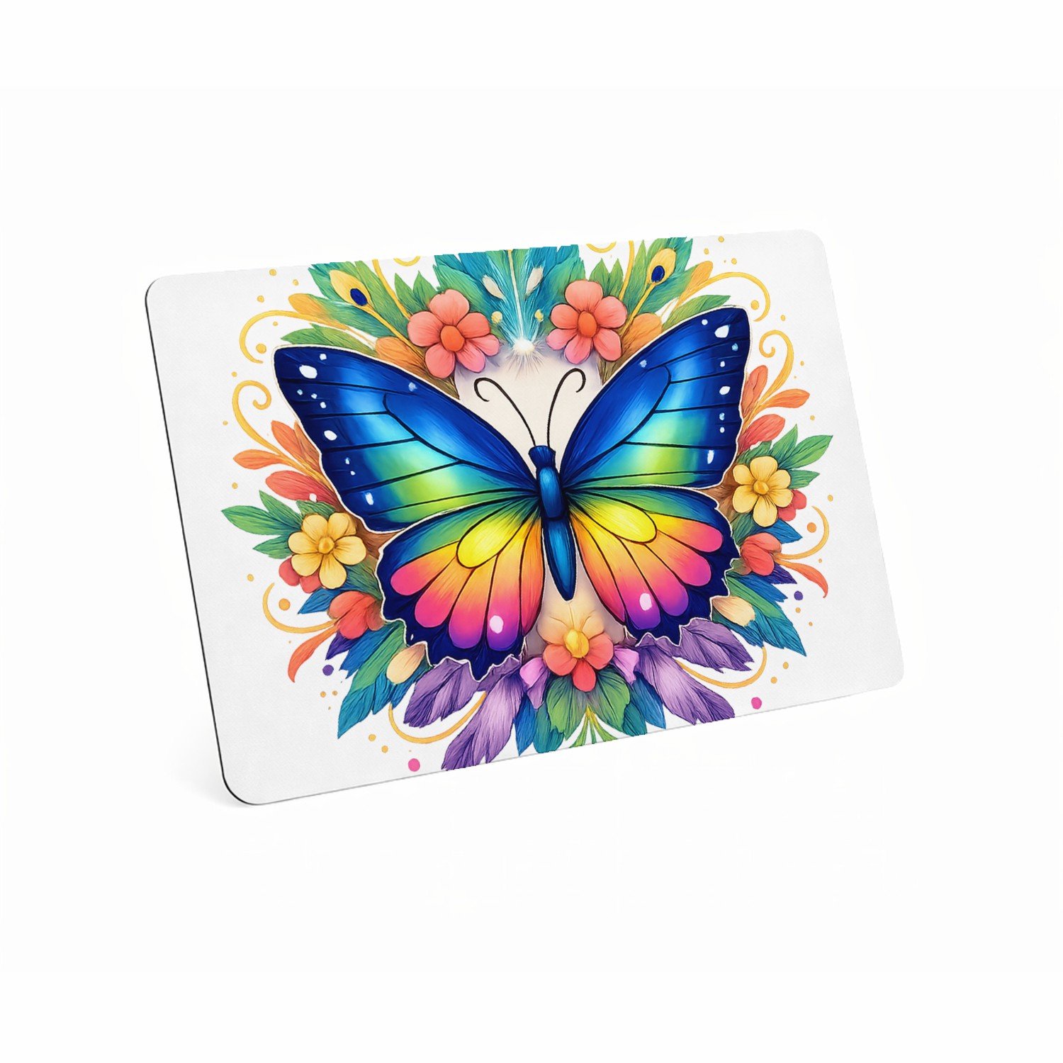Mr Cadeautjes MDF magnetische fotolijst 28 x 19 - design Een trotse vlinder in een cirkel van grote, decoratieve vleu | cadeau Wit