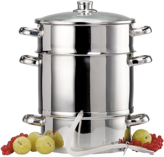 Fruitsapcentrifuge - Roestvrij Staal - 26 cm - Glazen Deksel - Voor Versgeperste Sapjes — afbeelding 3