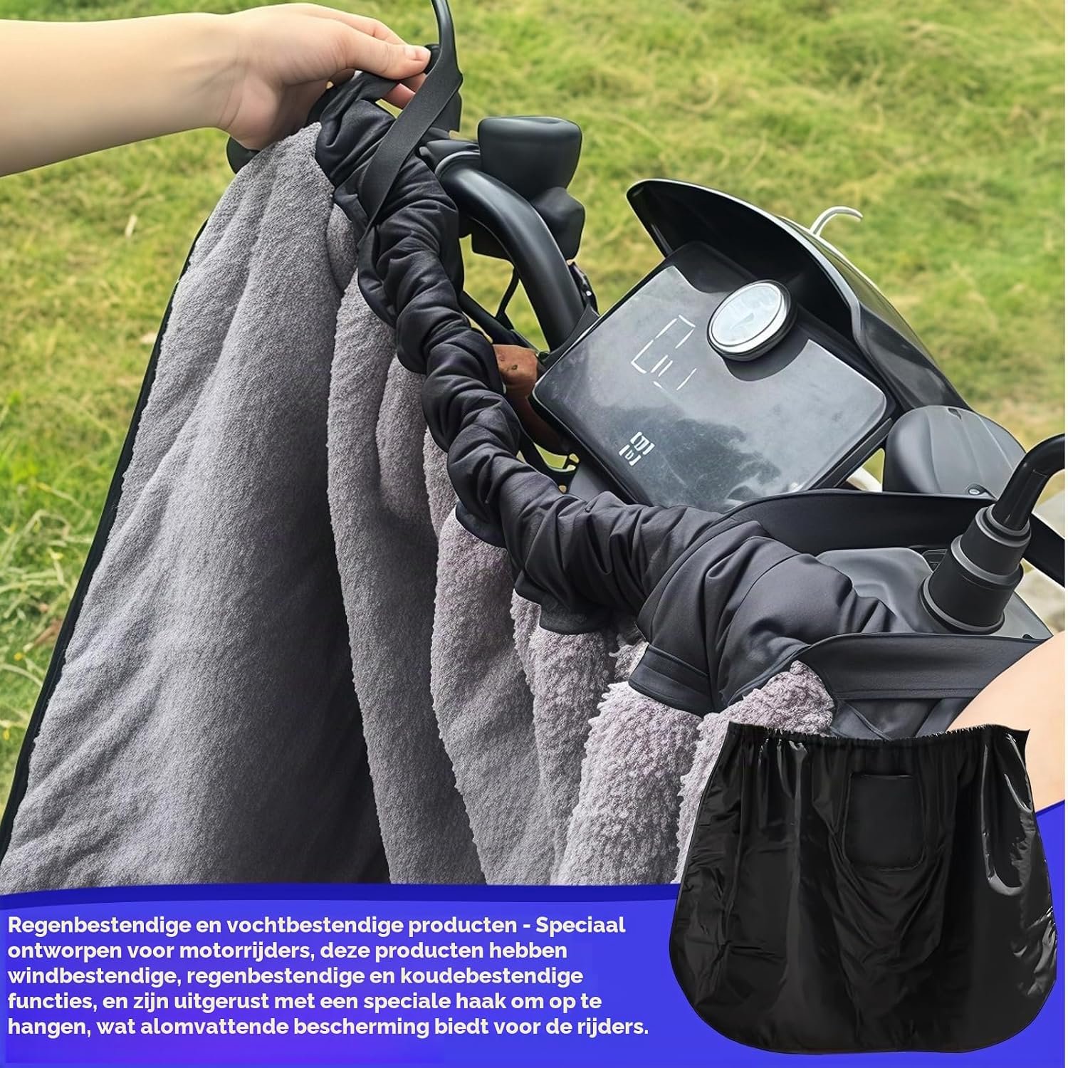 Beenbeschermingsrollen voor scooters -beenkleed scooter-beenkleed scooter universeel-beenkleed scooter kymco- Scooterdeken met zakken voor de winter - weerbestendige bescherming - universele beenbescherming voor scooters en motorrijders - 135x95 cm – foto 7