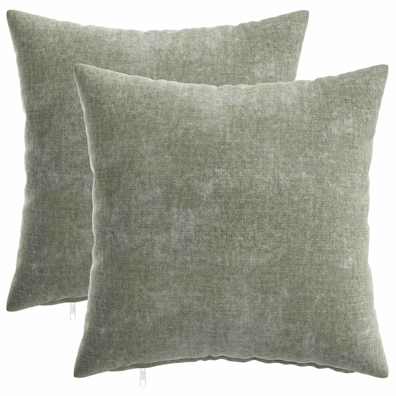 vidaXL Dekenkussen - 2 - st - HEERLEN - Groen - 40 - x - 40 - cm - Chenille - Stof