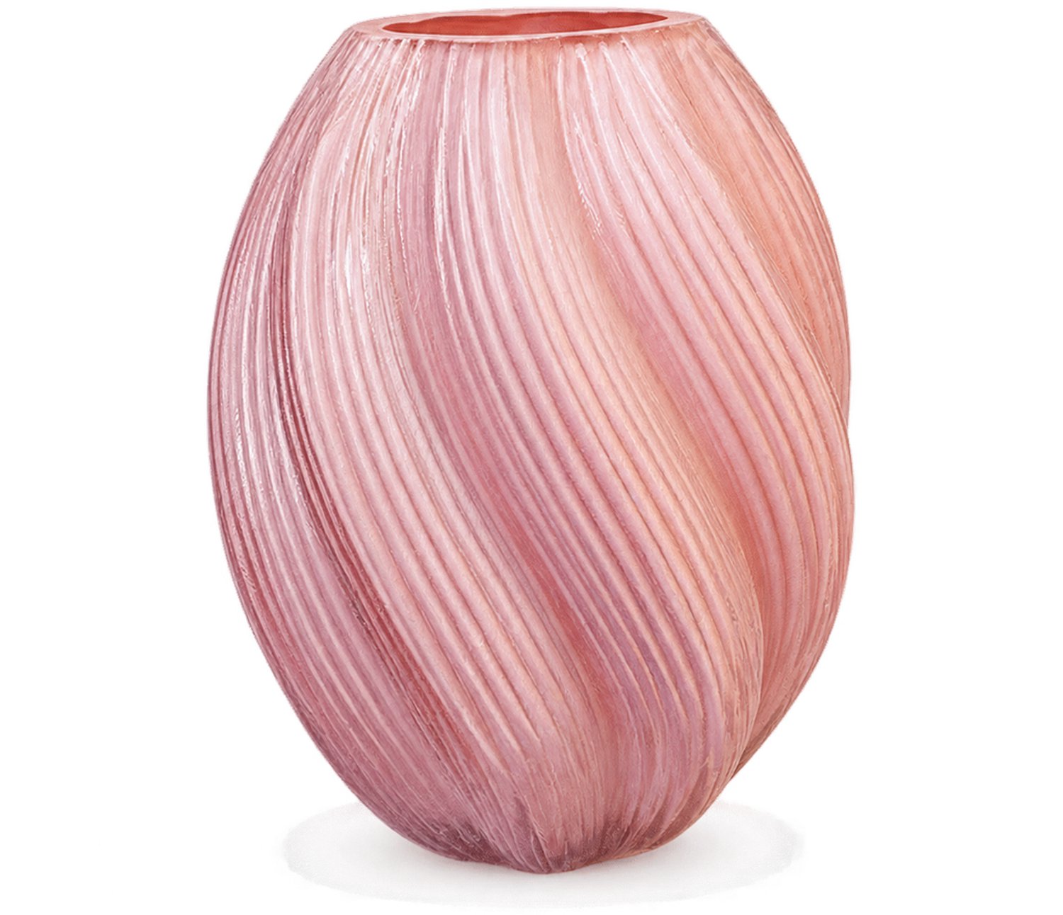 SWGOTA Roze glazen vaas klein met spiraalreliëf - 20,5 cm hoog - Decoratieve tafelvaas in kartonnen doos