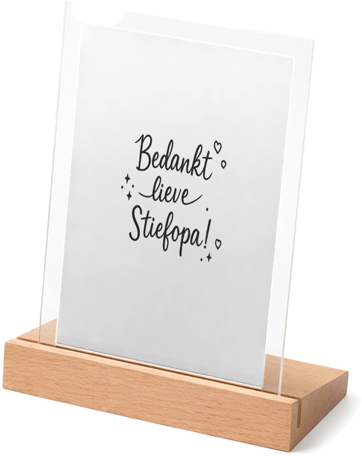 Mr Cadeautjes Glasframe met vaste tekst - design Persoonlijk bedankje voor een stiefopa in speelse, sobere ty | cadeau Wit