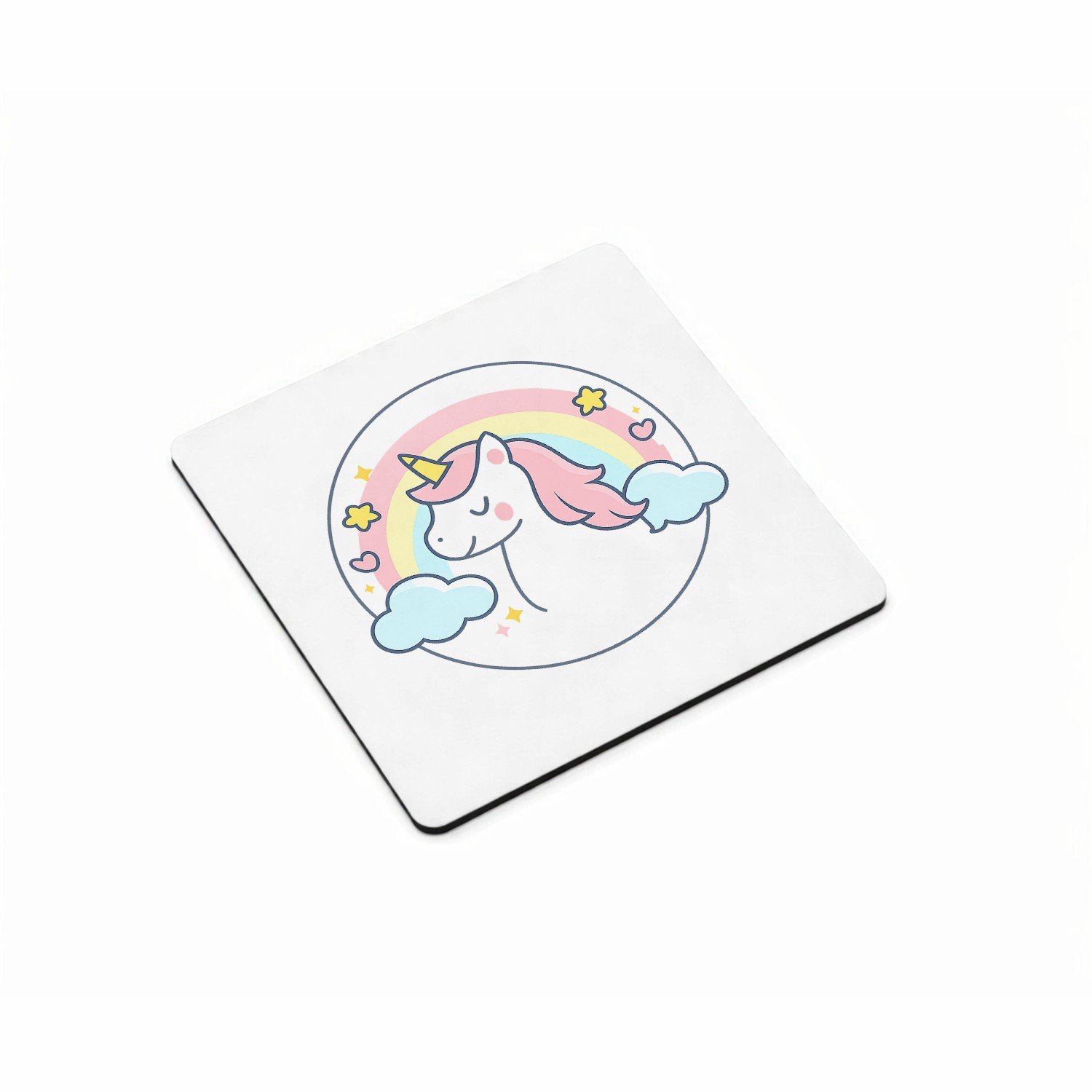 Mr Cadeautjes MDF magnetische fotolijst vierkant 9,5 - design Pastel jungleklok met een vriendelijke giraffe als middelpun | cadeau Wit