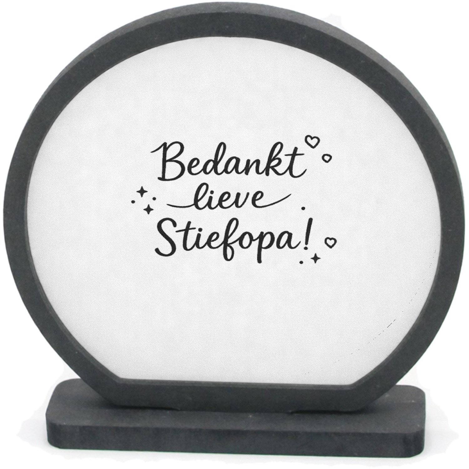 Mr Cadeautjes Houten fotolijst rond met MDF inleg - design Persoonlijk bedankje voor een stiefopa in speelse, sobere ty | cadeau Wit