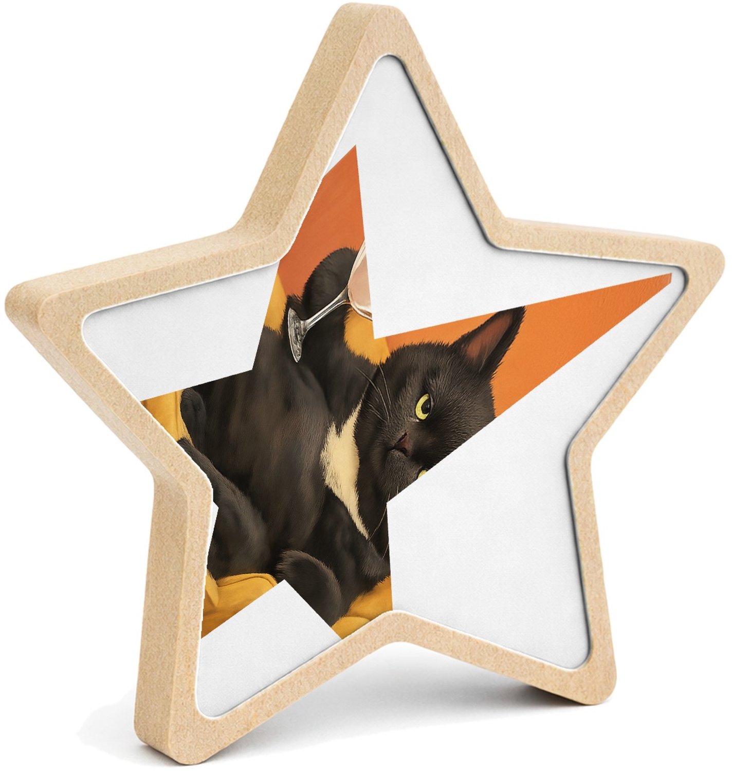 Mr Cadeautjes MDF fotolijst ster 14 x 13,5 - design Galerie van exotische huisdieren met chique attitude | cadeau Wit