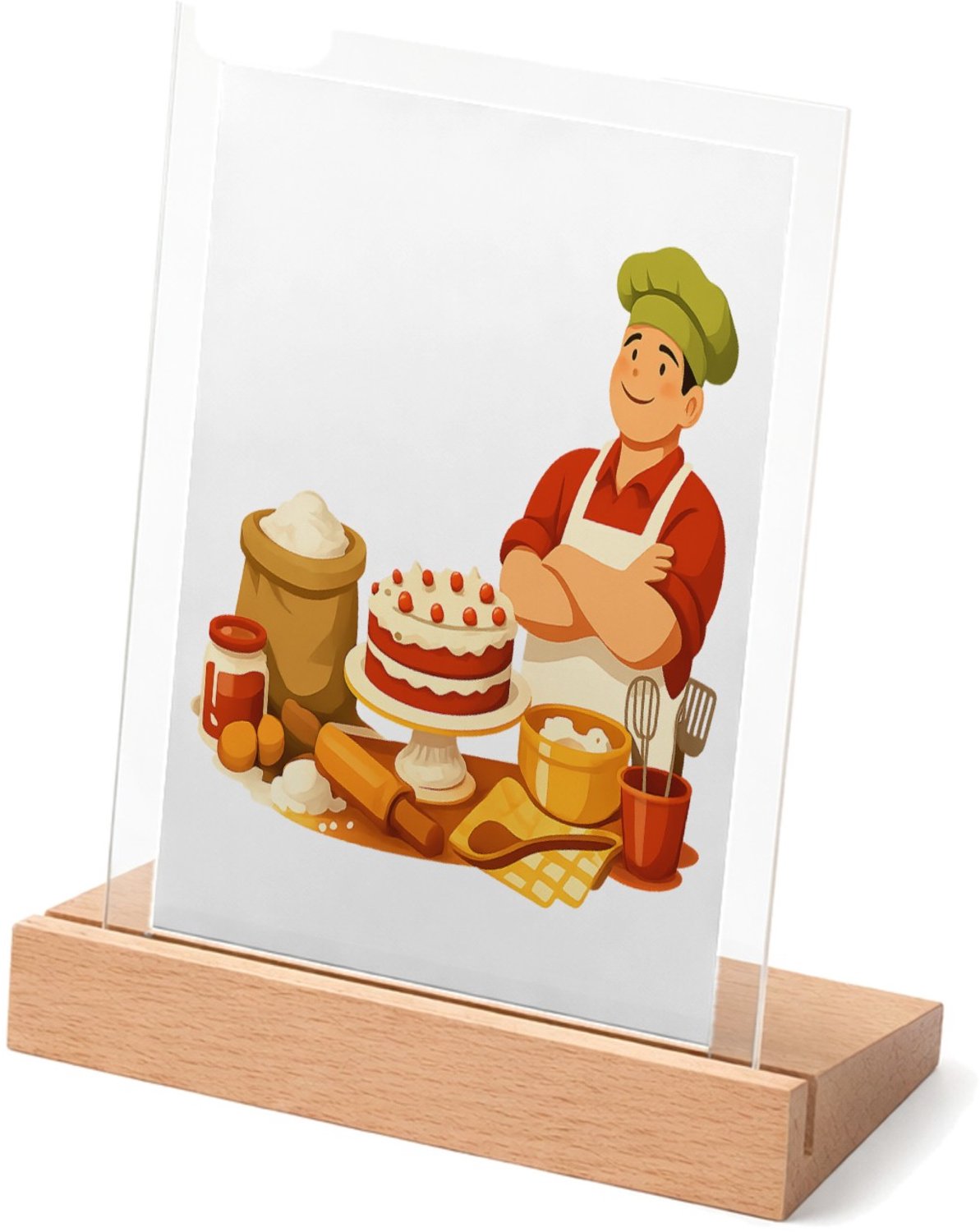 Mr Cadeautjes Glasframe met vaste tekst - design Een warm keukenportret met grote decoratieve tekst bovenaan | cadeau Wit
