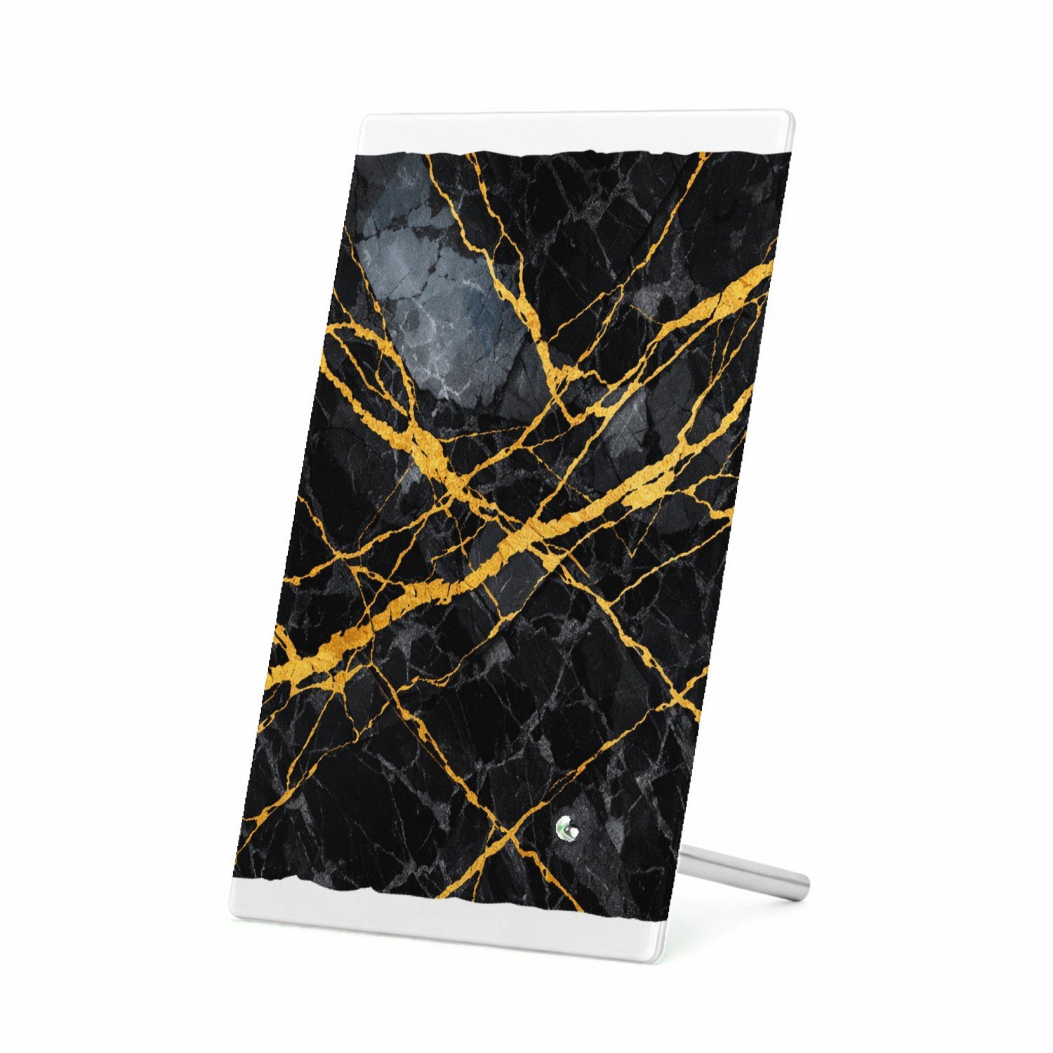 Mr Cadeautjes Glasframe 11 x 16 - design Luxe nachtelijke steentextuur met subtiele botanische glans | cadeau Wit