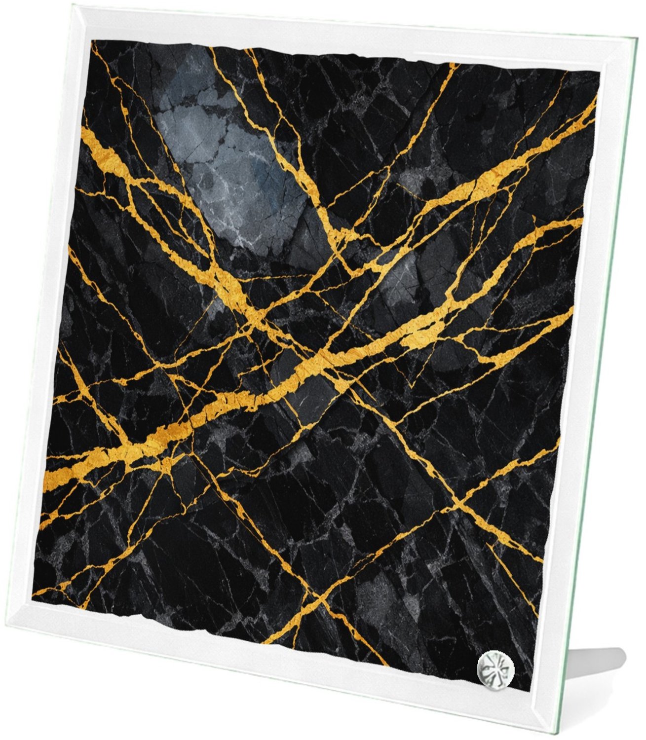 Mr Cadeautjes Glasframe 20 x 20 - design Luxe nachtelijke steentextuur met subtiele botanische glans | cadeau Wit