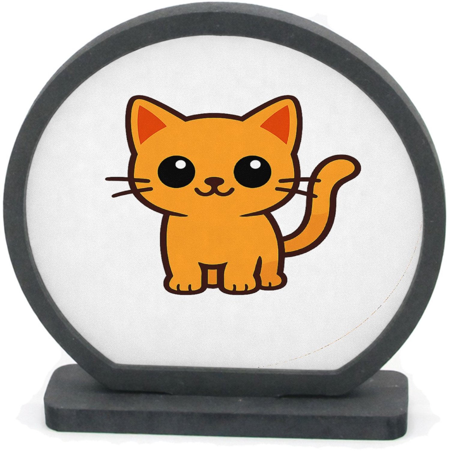 Mr Cadeautjes Houten fotolijst rond met MDF inleg - design Een vrolijke, minimalistische dierfiguur met een heldere con | cadeau Wit
