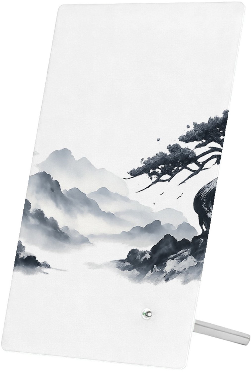 Mr Cadeautjes Glasframe 11 x 16 - design Elegante bospaadjes in mist met een enkele kromme den als bl | cadeau Wit