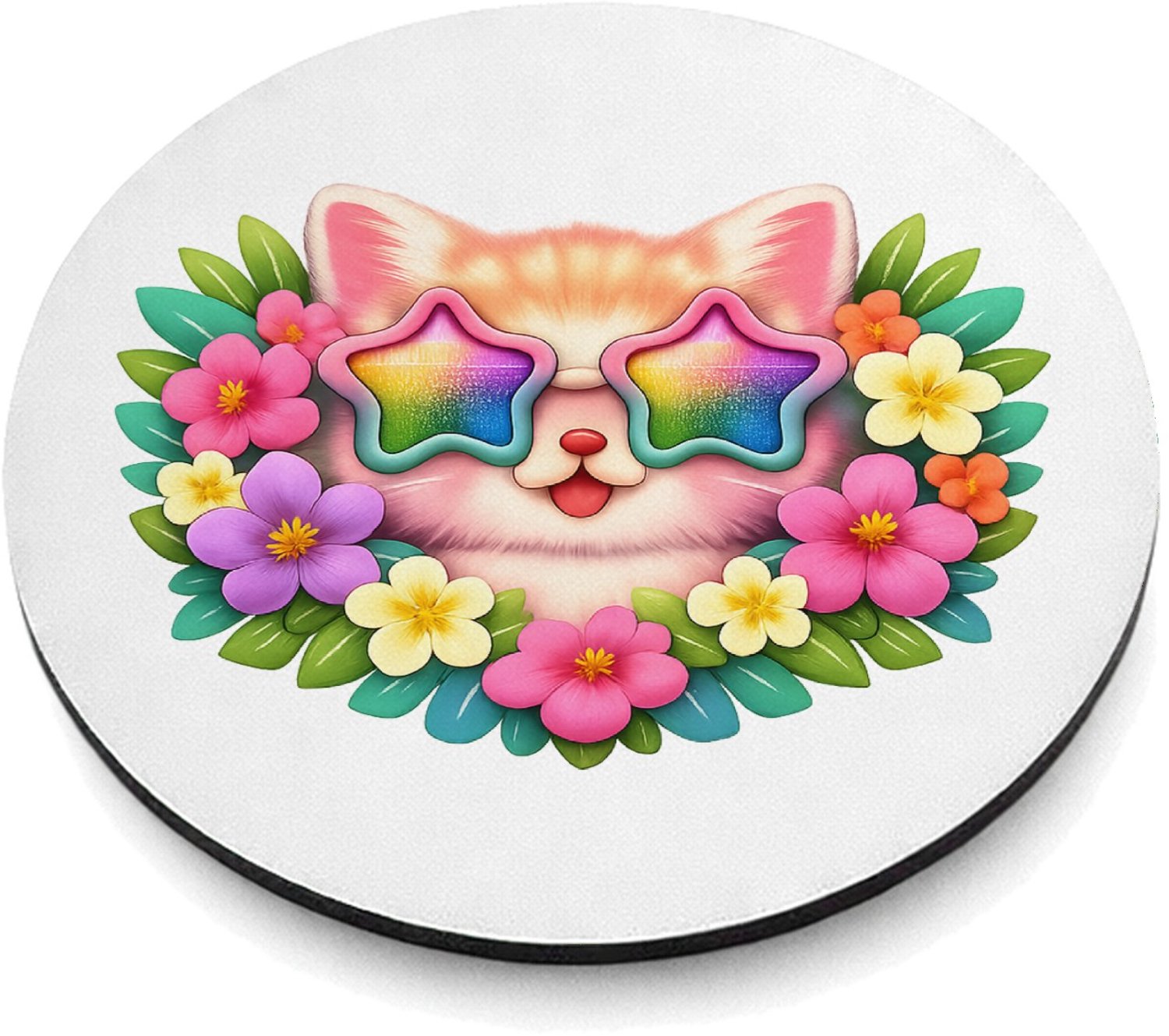 Mr Cadeautjes MDF magnetische fotolijst rond Ø 9,5 - design Een stoer en vrolijk fantasiedier als centraal badge-motief | cadeau Wit