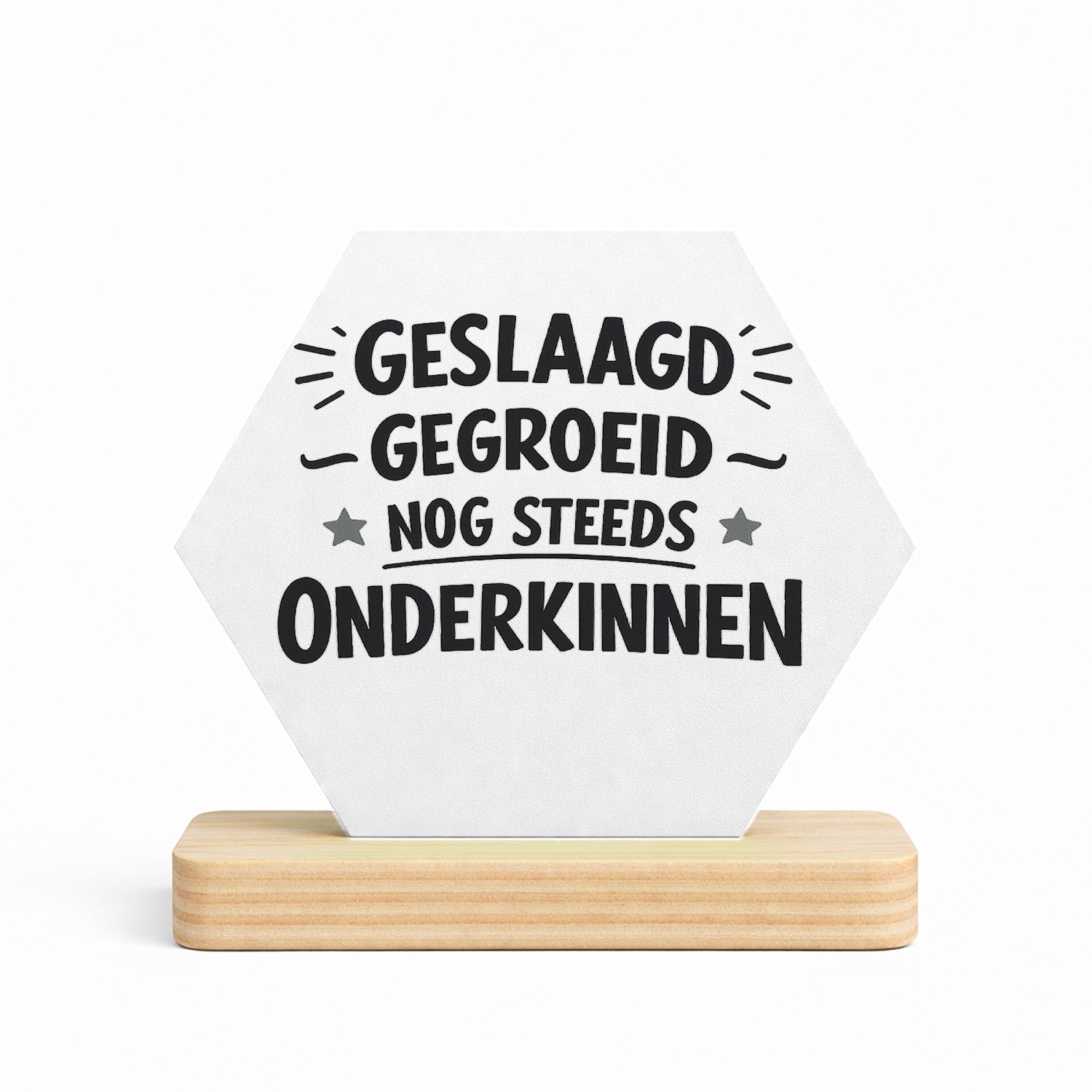 Mr Cadeautjes MDF fotolijst/inleg hexagon 14 x 13 - design Grappige woordspeling voor een energiek cadeau-item met een | cadeau Wit
