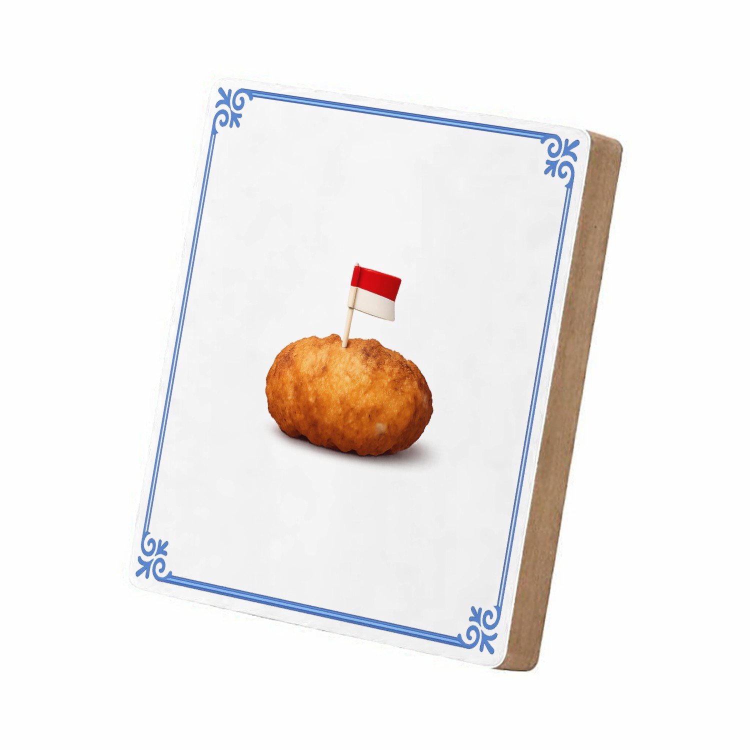 Mr Cadeautjes MDF staande fotolijst 15,2 x 15,2 - design Grappige eetbare trots met een enkel centraal voedselobject | cadeau Wit