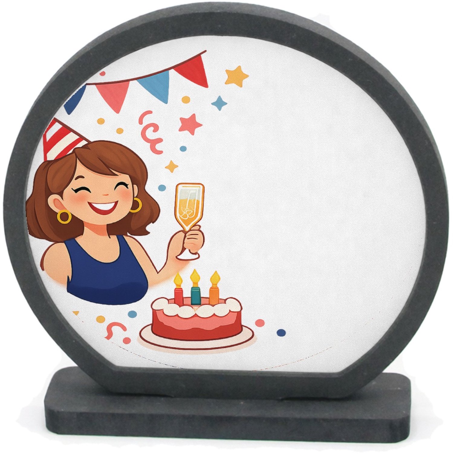 Mr Cadeautjes Houten fotolijst rond met MDF inleg - design Humoristische mijlpaalverjaardag met een vrolijk dier als ho | cadeau Wit