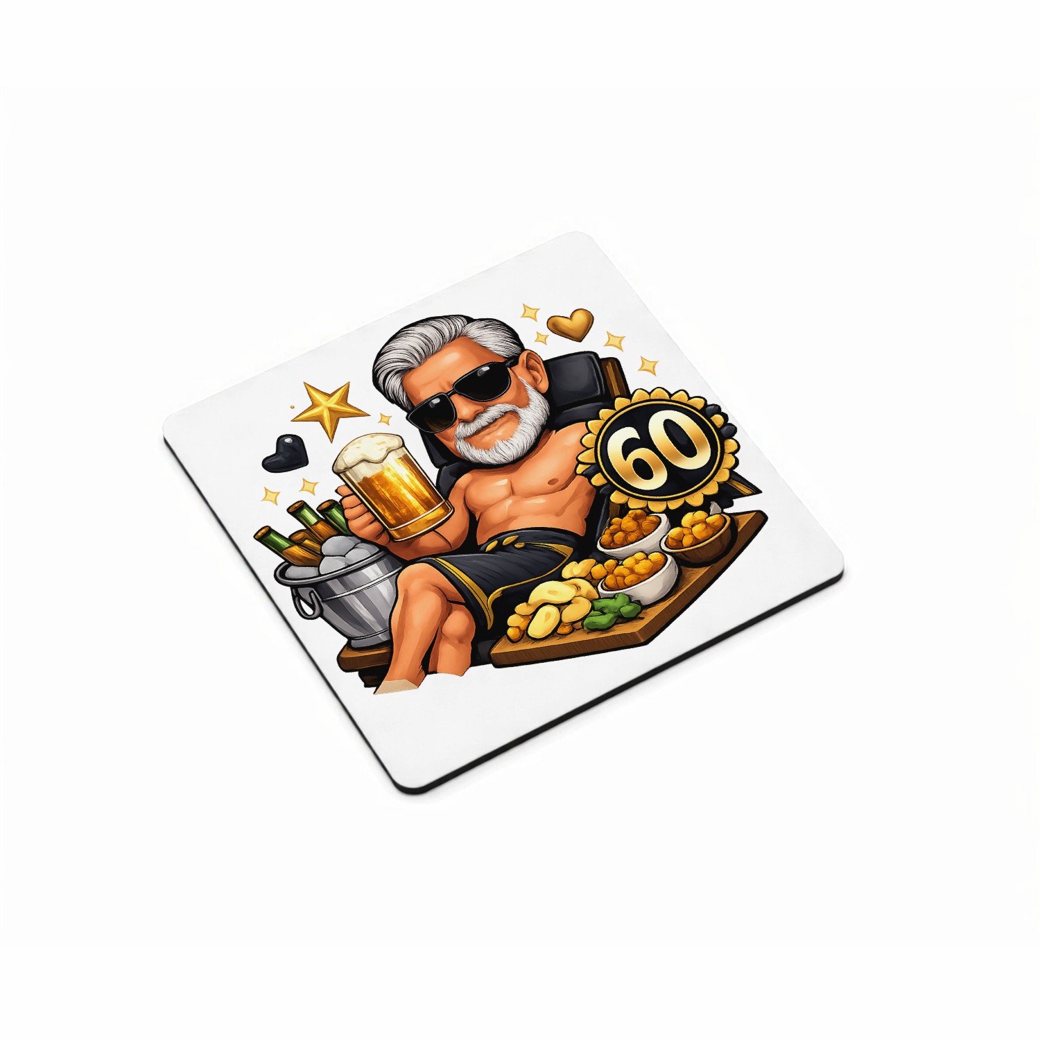 Mr Cadeautjes MDF magnetische fotolijst vierkant 9,5 - design Jubileum-cocktail in loungestijl | cadeau Wit