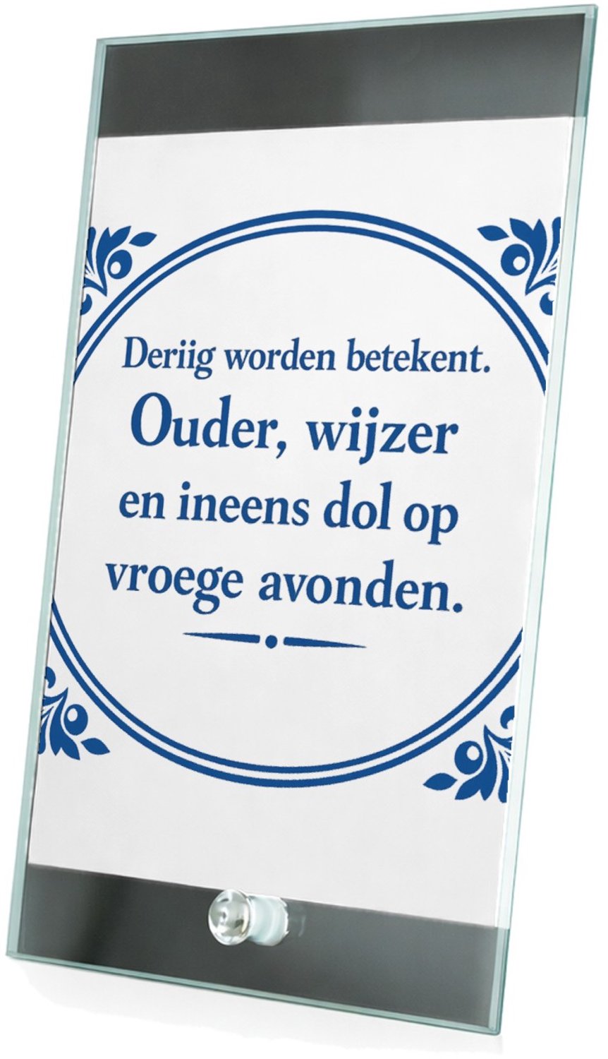 Mr Cadeautjes Glasframe 15 x 23 - design Klassieke tegelvorm met speelse, brutale quote rond een nieu | cadeau Wit