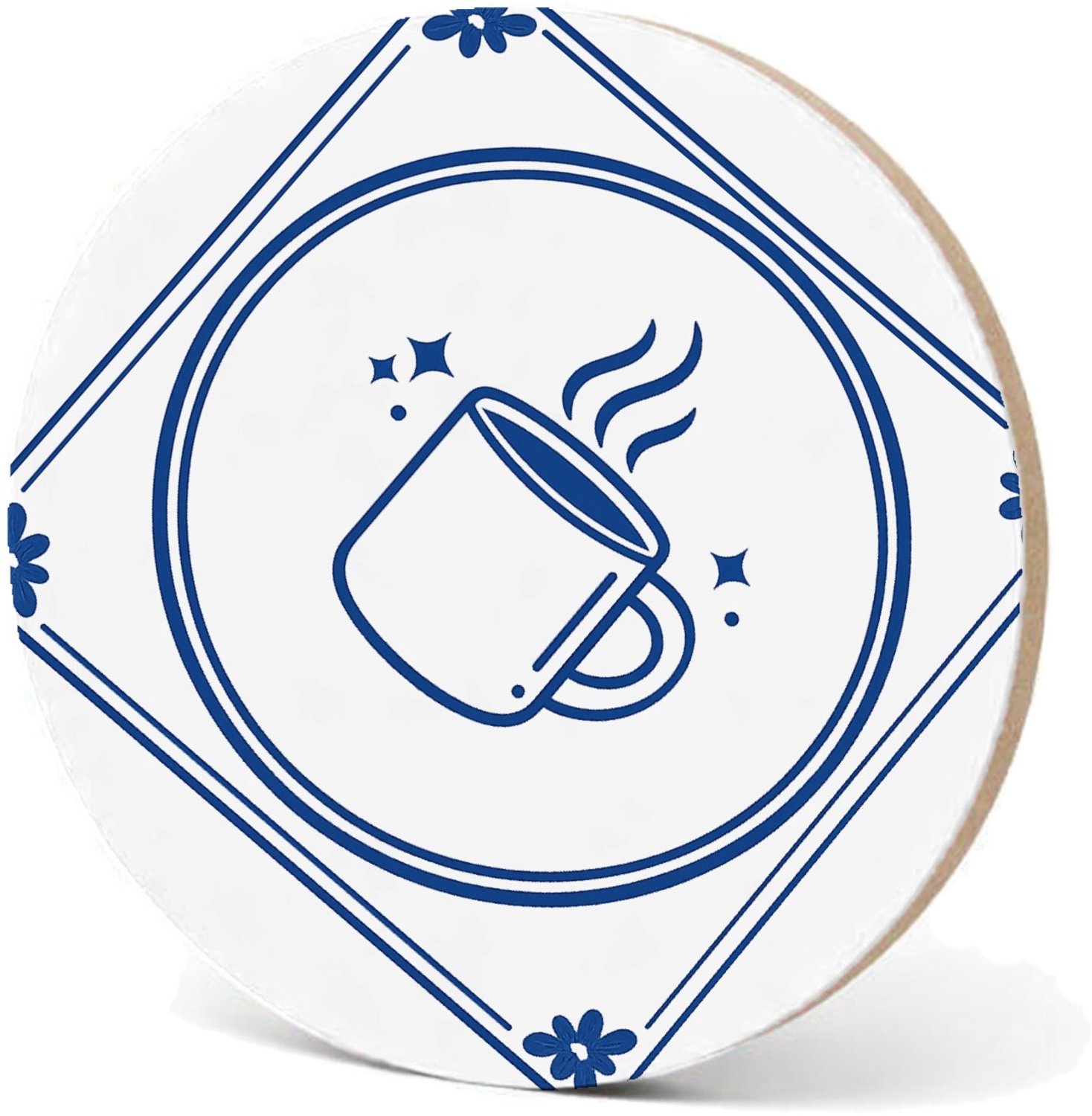 Mr Cadeautjes MDF fotolijst - design Klassieke tegel met luchtige ochtendhumor rond koffie en cha | cadeau Wit