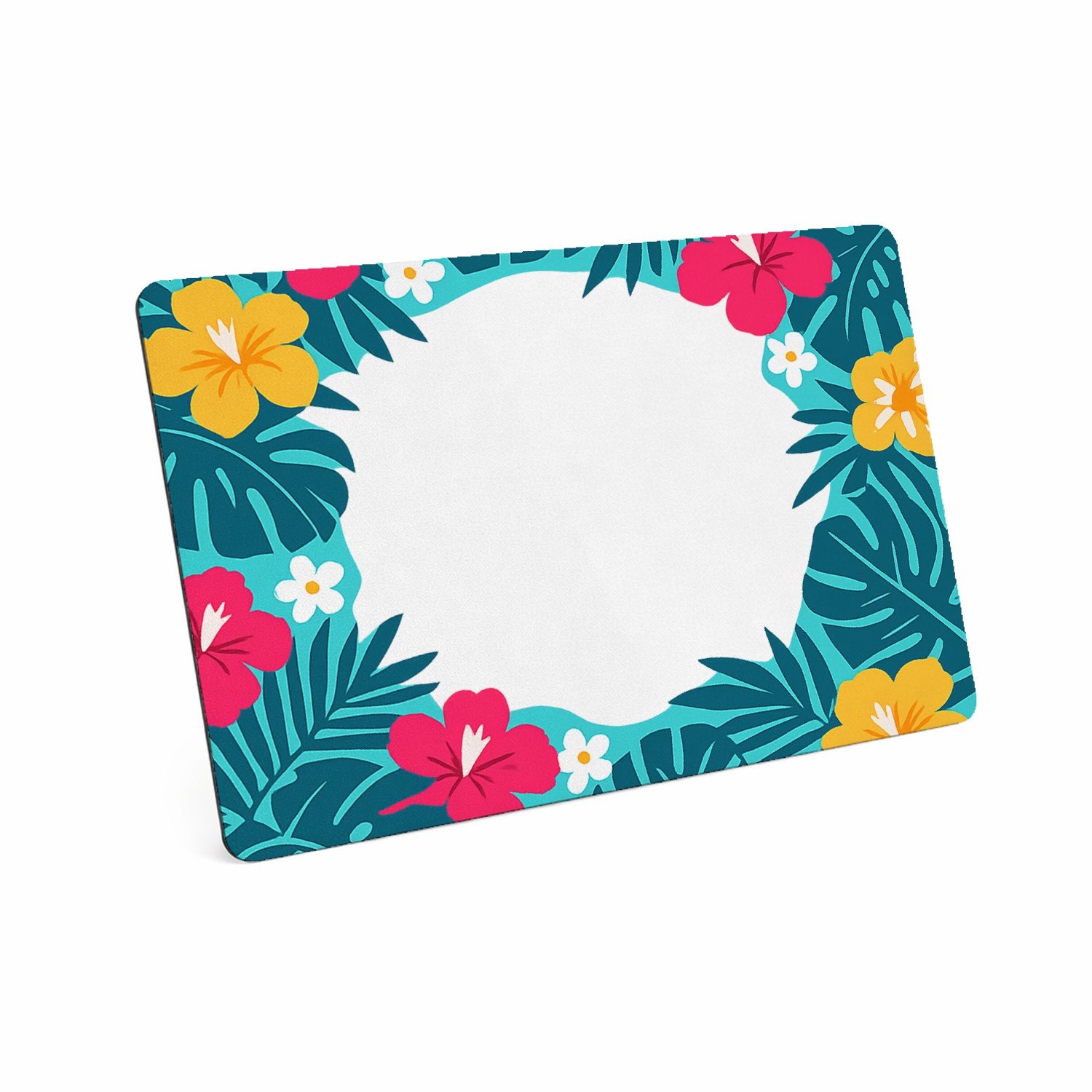 Mr Cadeautjes MDF magnetische fotolijst 28 x 19 - design Fris botanisch herhaalpatroon met een speels centraal labelv | cadeau Wit