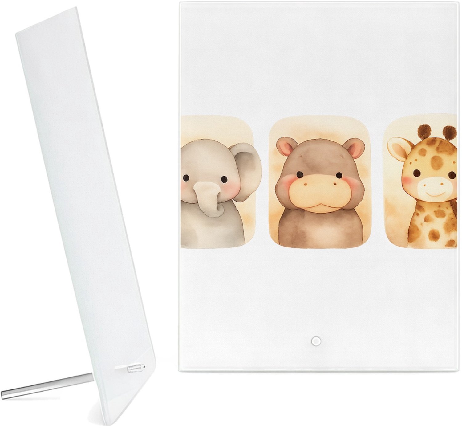 Mr Cadeautjes Glazen fotopaneel Safari duo in afgeronde panelen - 15 x 20 cm, staand - glas, decoratie, wanddecoratie | cadeau Wit