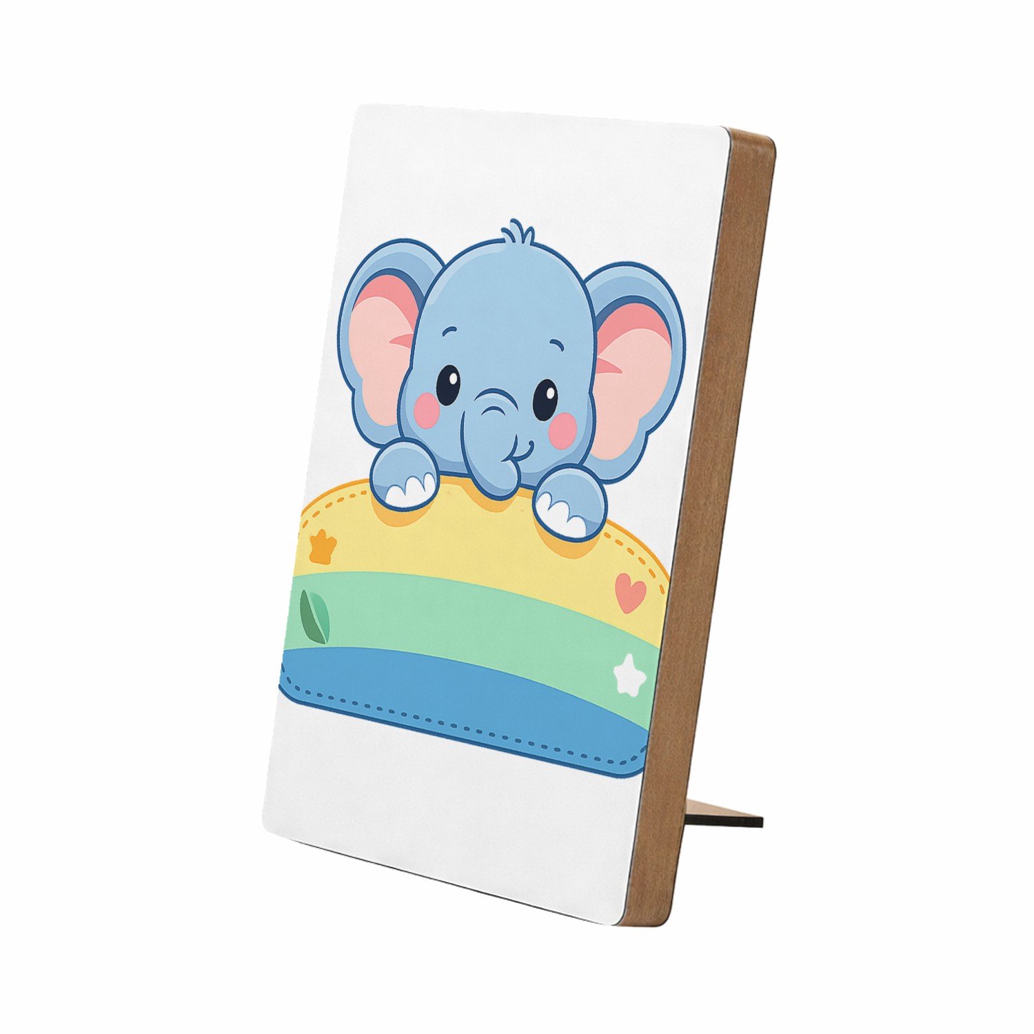 Mr Cadeautjes Glasframe/MDF 12,7 x 17,8 - design Een vrolijke dier-mascotte die half uit een naamplaatje stee | cadeau Wit